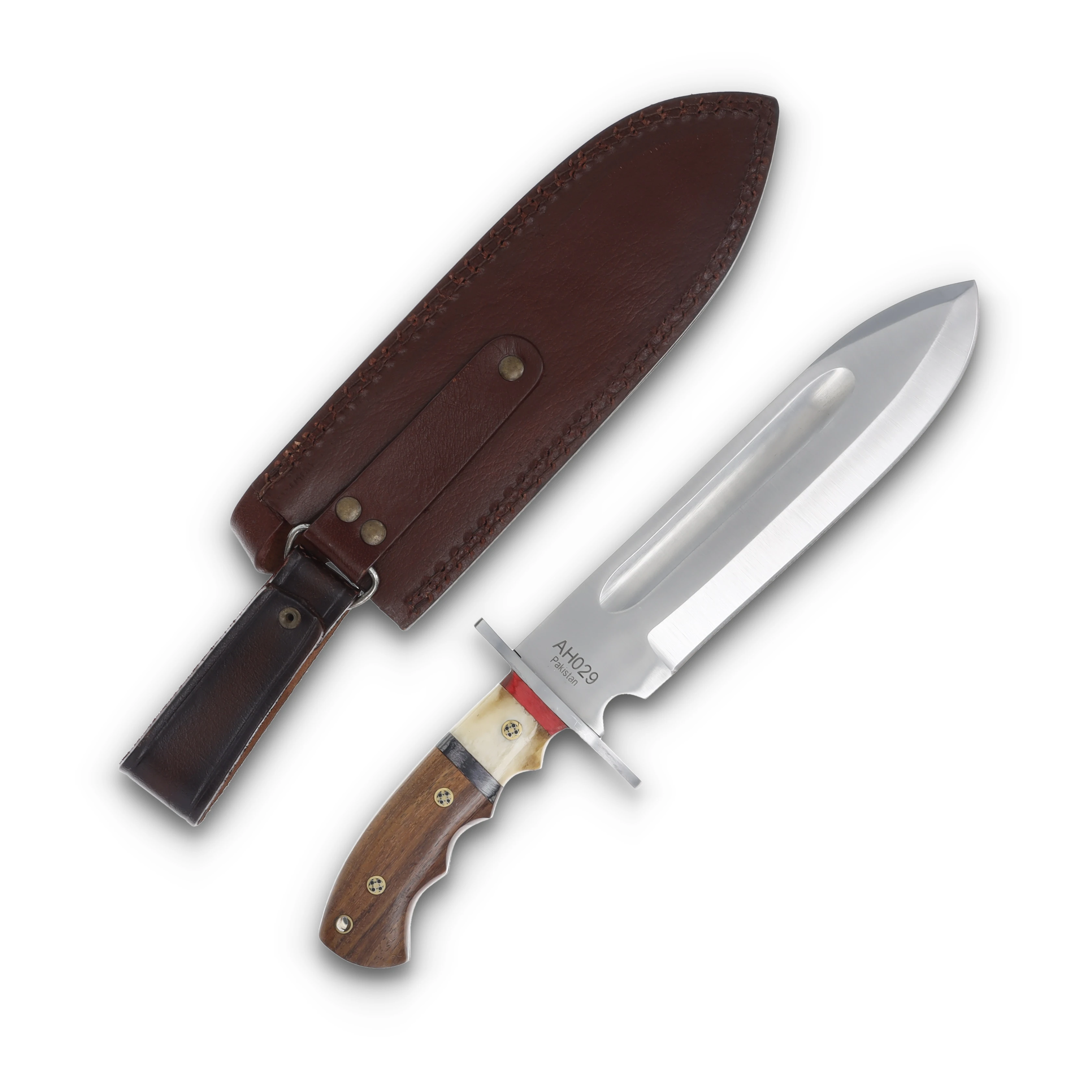 American Hunter Blood Groove Bowie Knife Wood and Bone 8.25” Blade AH029 View 8