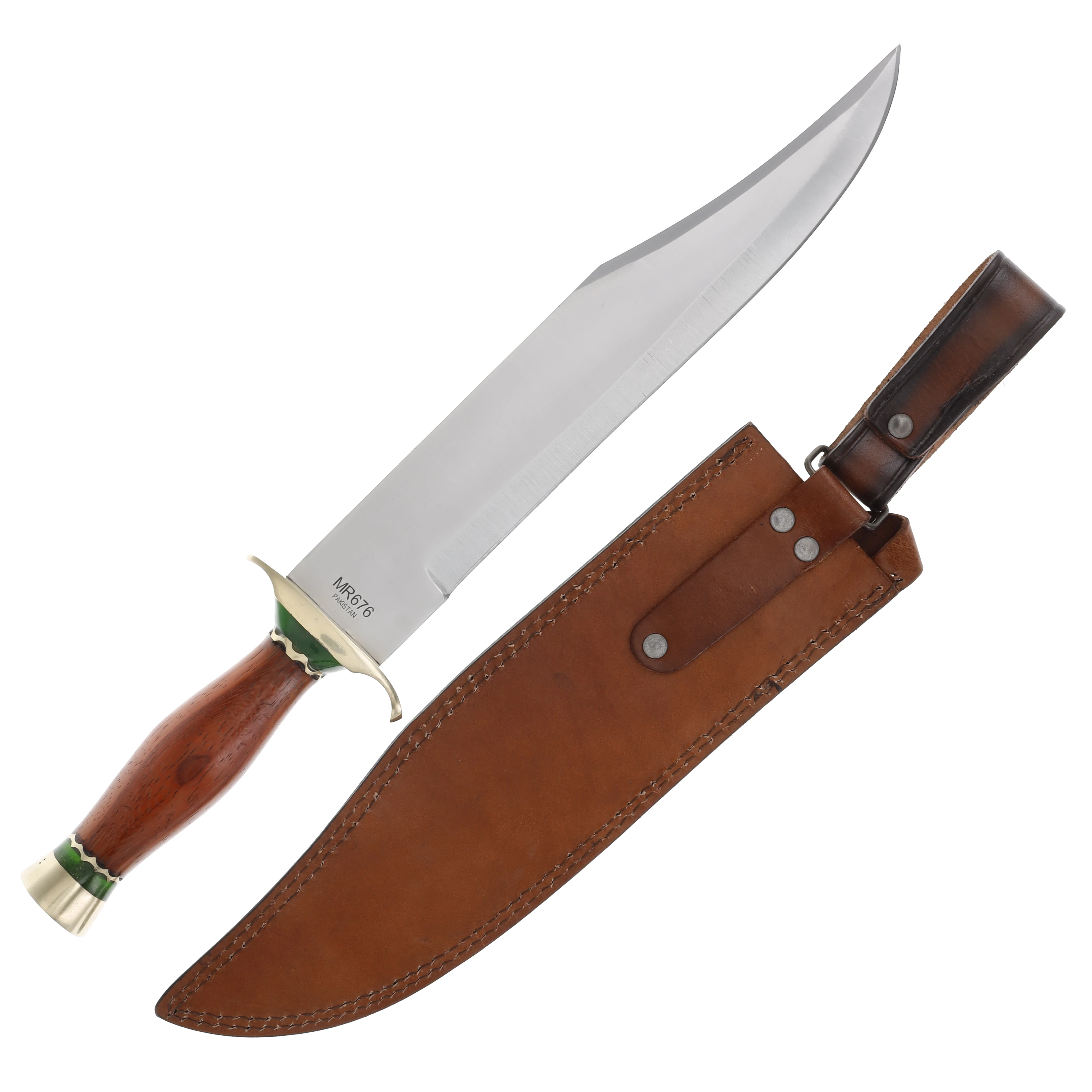 Marble's MR676 Wood/Brass Bowie with Leather Sheath MR676 View 2
