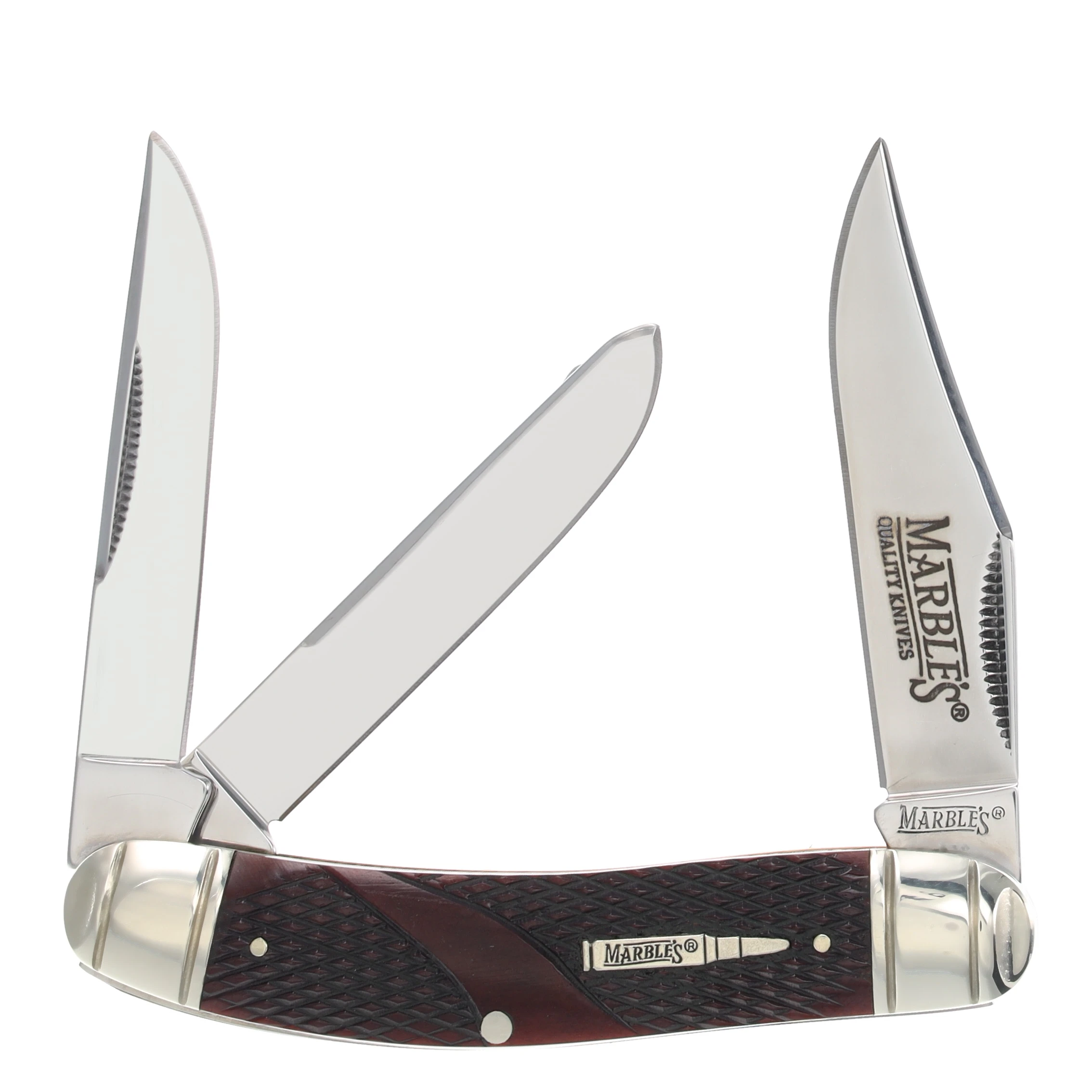 Marbles Sowbelly Whittler Folding Knife Exhibition Grade Brown Checkered Bone MR679 View 1