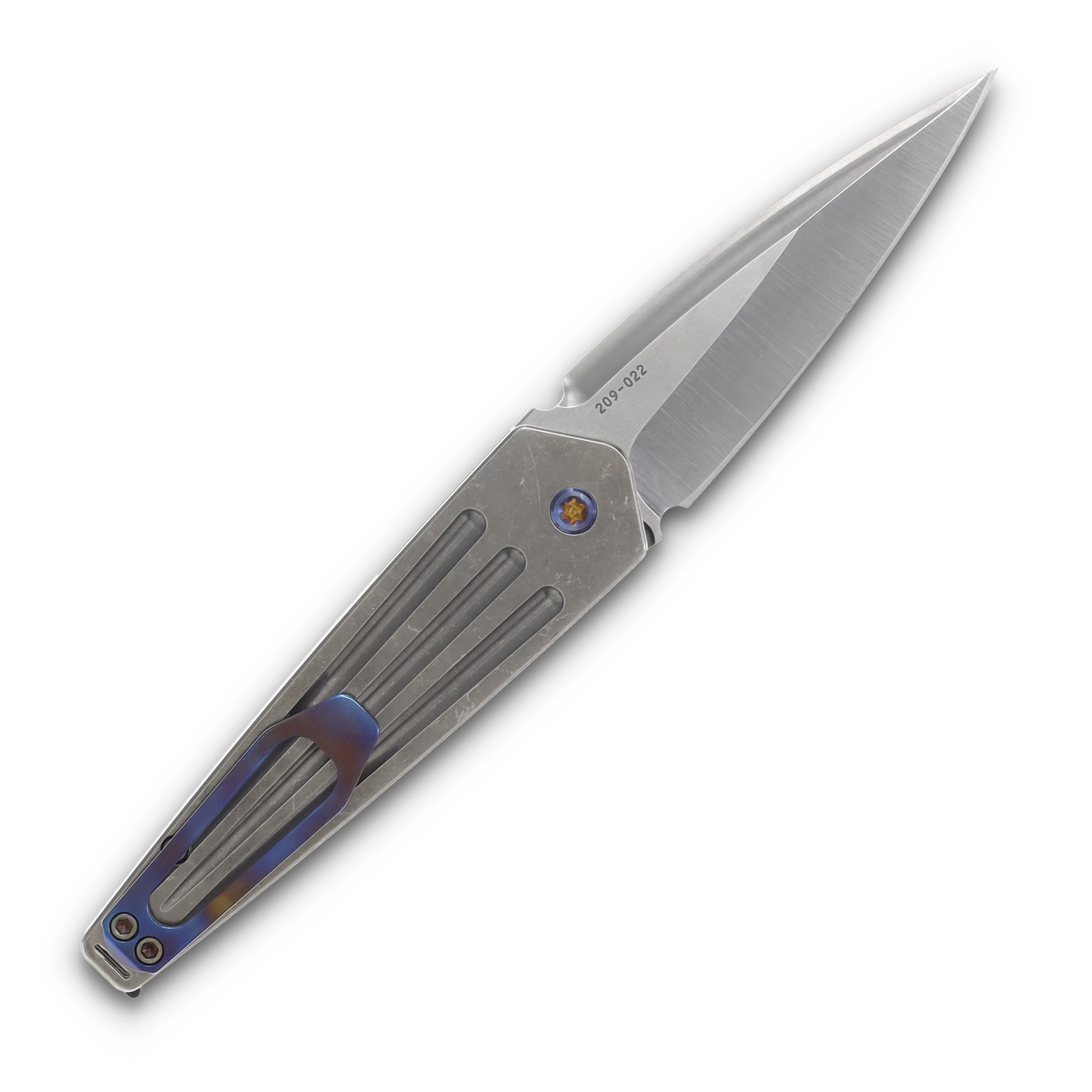 Medford Nosferatu OTS Automatic Gray Flamed - 3.5in Tumbled Spear Point Plain View 2