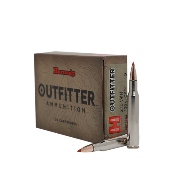 Hornady Outfitter .270 Win 130gr CX Polymer Tip Nickel Brass 20 Rd Box 805294 View 1