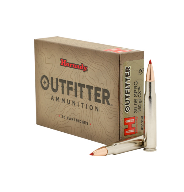 Hornady Ammo 30-06 Springfield 150 GR CX Outfitter 20 Rounds 81108 View 1