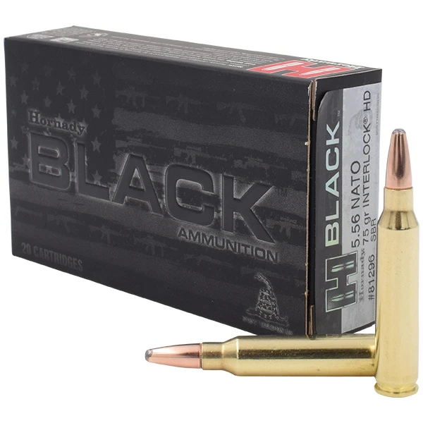 Hornady Black 5.56 NATO Ammunition 20 Rounds Brass Centerfire 75 Grain Interlock HD SBR 81296 View 1