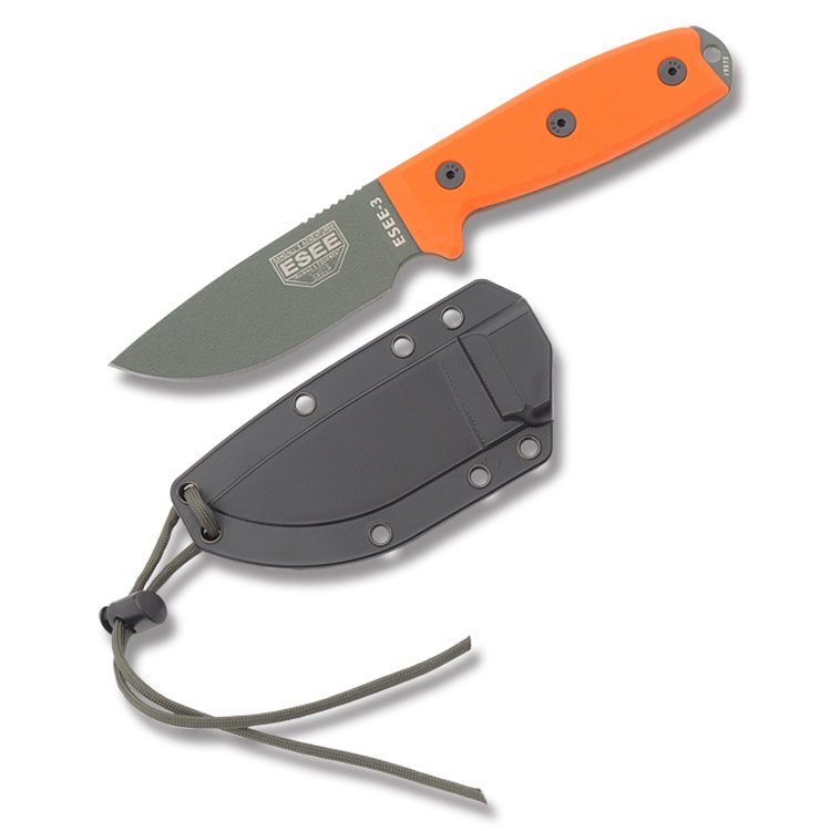 ESEE 3PM MB OD Green Fixed Blade Modified Orange G10 3.88in Drop Point ESEE3PMOD View 1