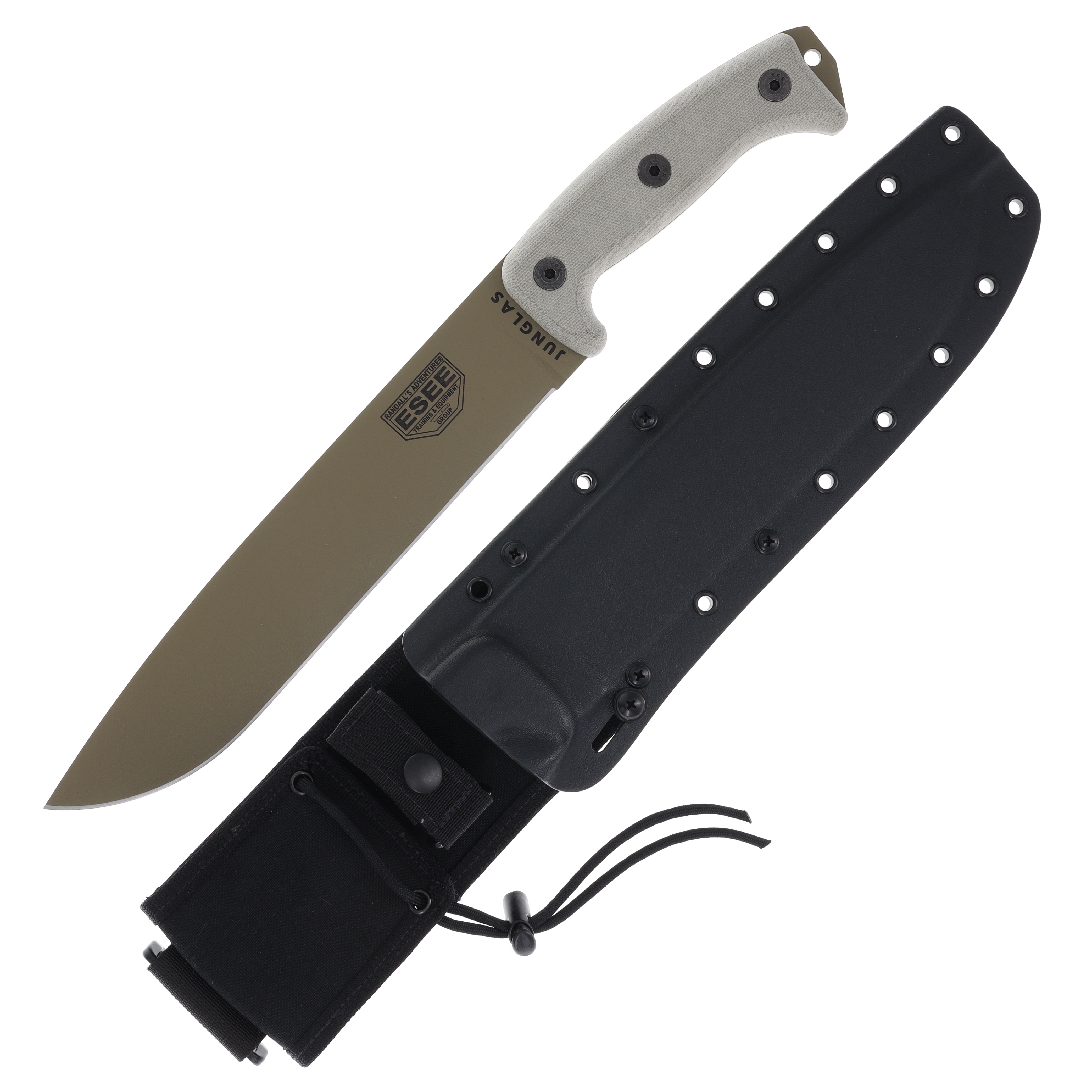 ESEE Junglas Fixed Blade Knife 10.375in Plain Edge Tan Micarta Dark Earth JUNGLASDE View 1