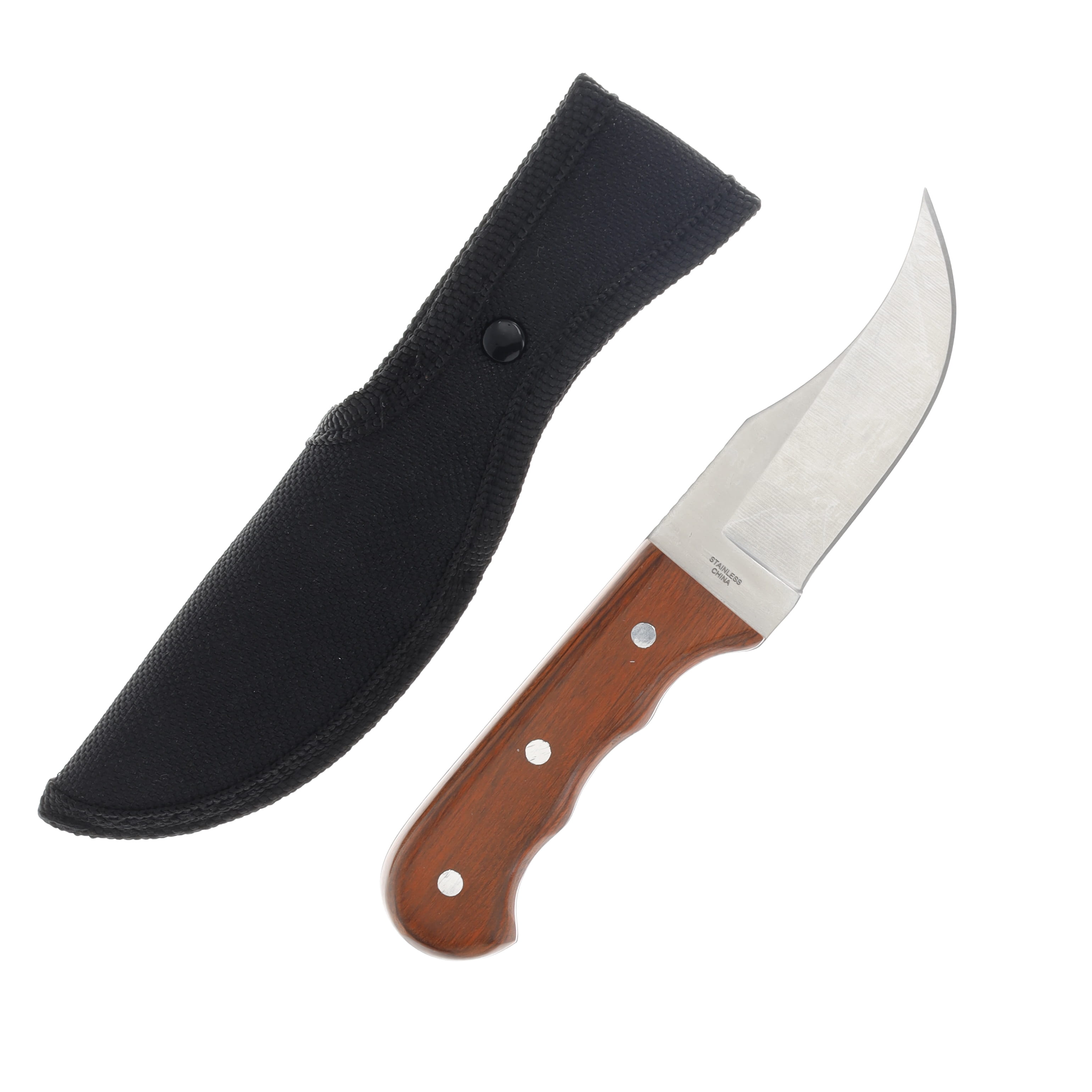 SZCO Supplies 6.25in Brown Short Skinner Knife Fixed Satin Plain Edge Blade 211129 View 2