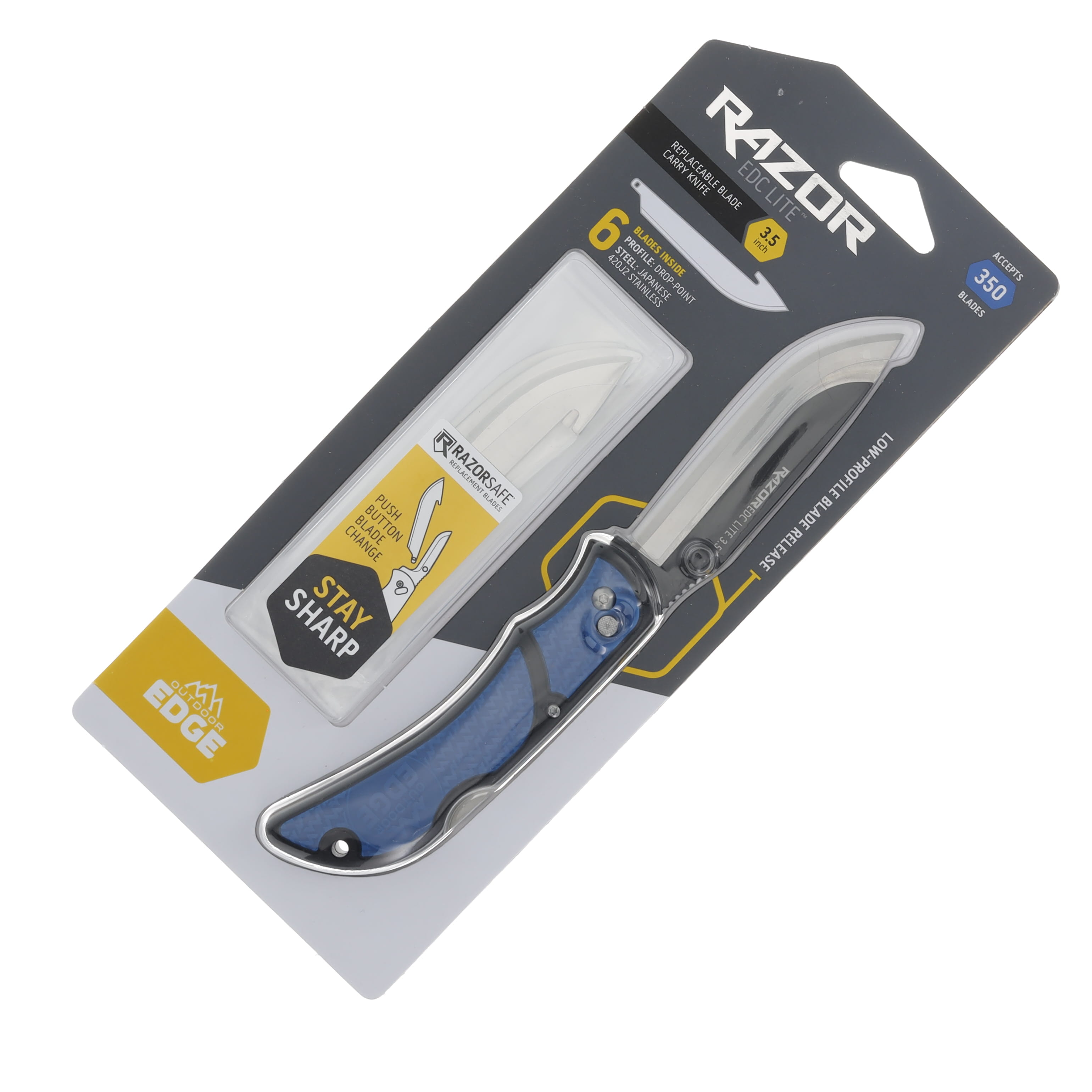Outdoor Edge Razor EDC Lite Folding Knife Blue Handle 420J2 SS Blades OERLU40C View 6
