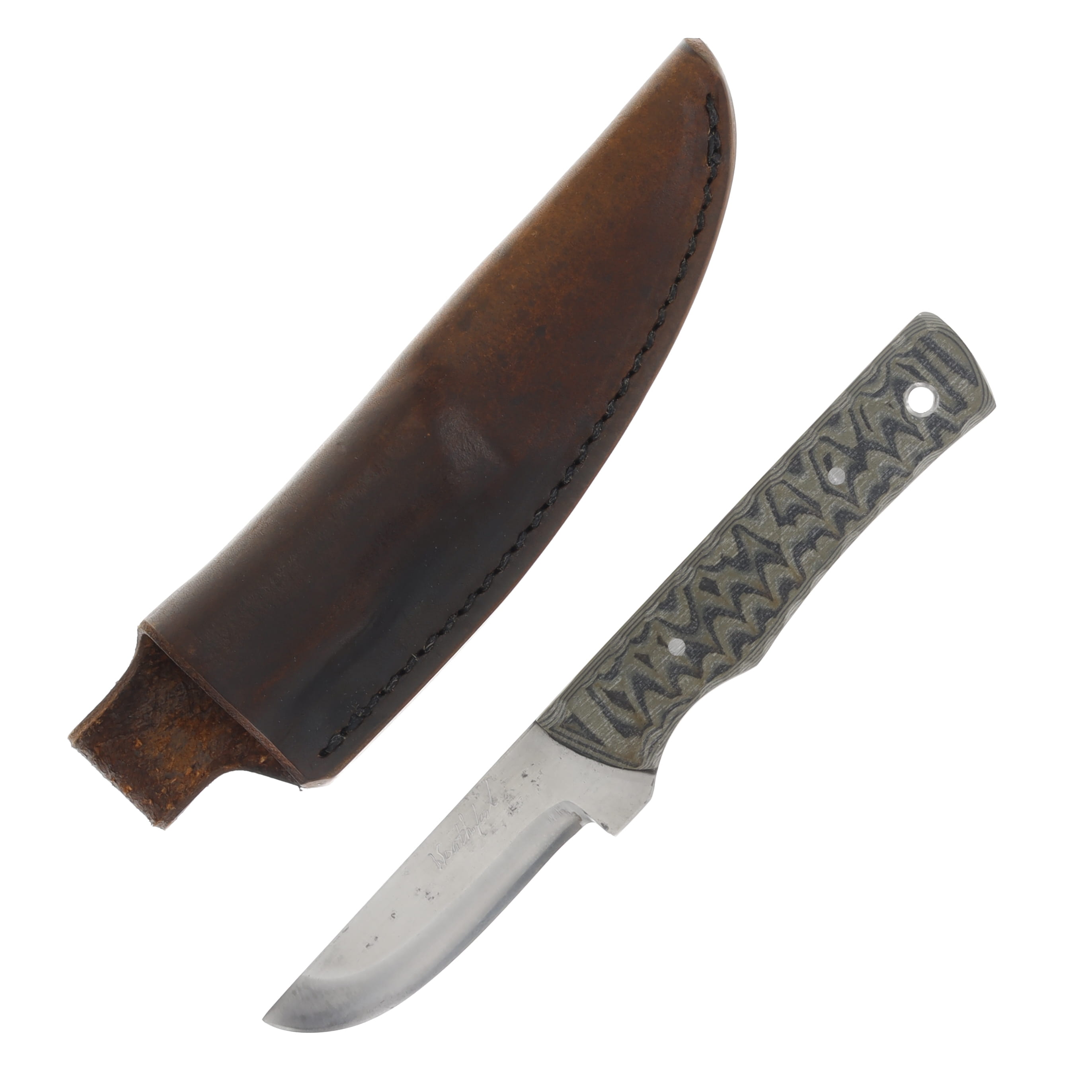 Weatherford Knife Co 7.5in Flat Back Green and Black Plain Drop Point WKC754 View 1