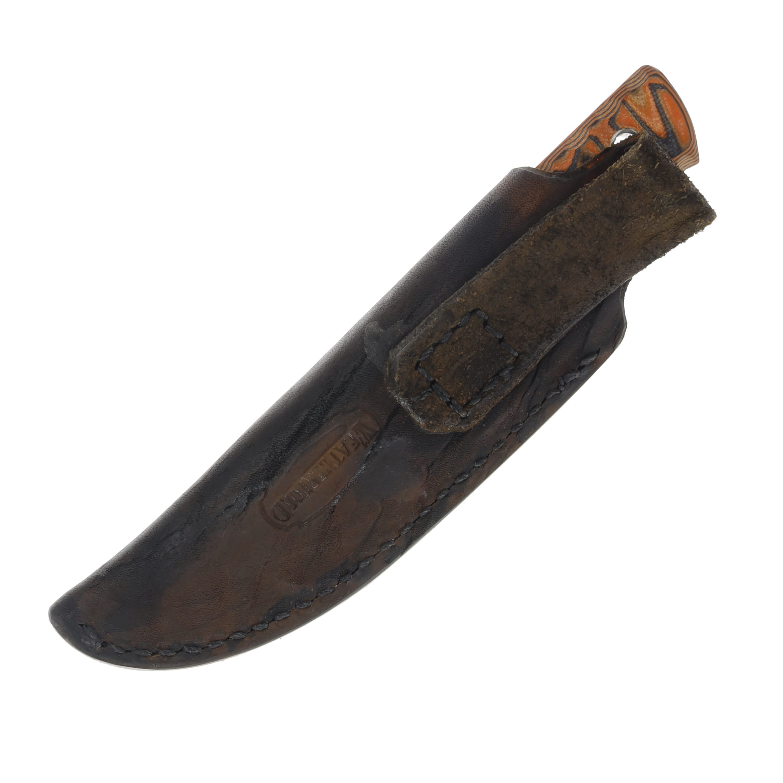 Weatherford Knife Co 6in Flat Back Orange and Black Plain Drop Point WKC763 View 3