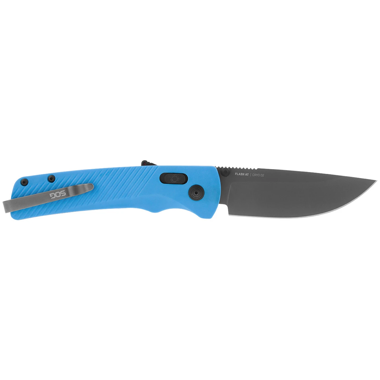 SOG Knives Flash AT Civic Cyan 3.45in Plain Black TiNi Straight Back SOG-11-18-03-41 View 1