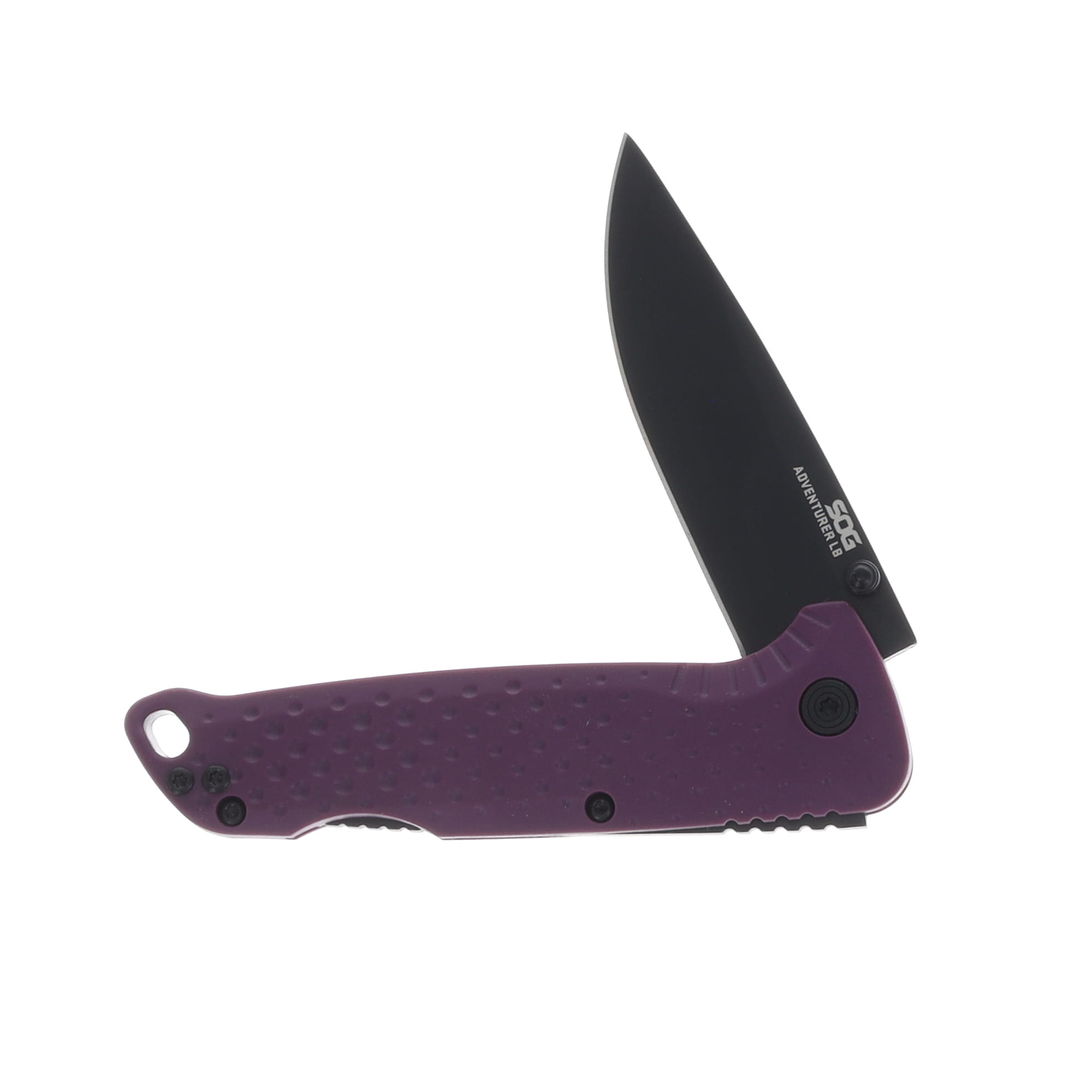 SOG Adventurer LB Dusk Purple - Black 3in Plain Black TiNi Drop Point SOG-13-11-04-43 View 3