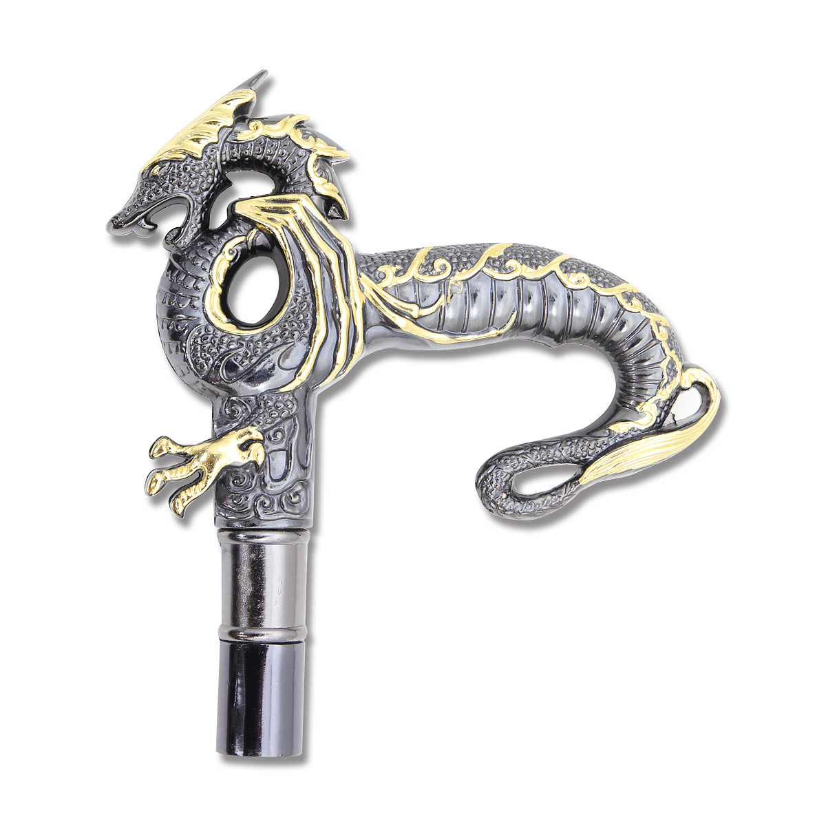 Dragon Cane Nickel Silver and Gold Dragon Handle SX1712 View 4