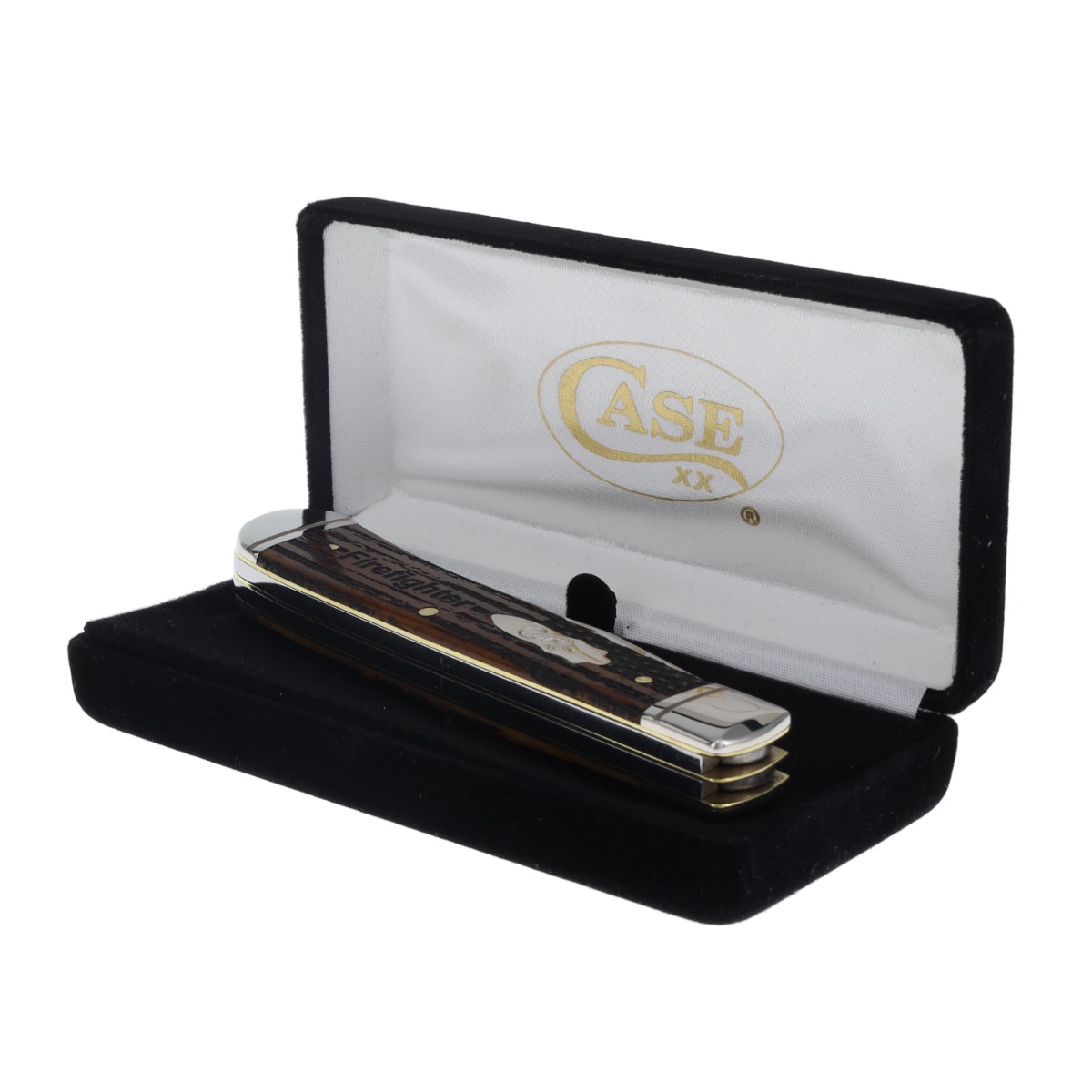 Case XX Everyday Heroes Firefighter Antique Jigged Bone Trapper Folding Knife with Gift Box CA58182FF View 7