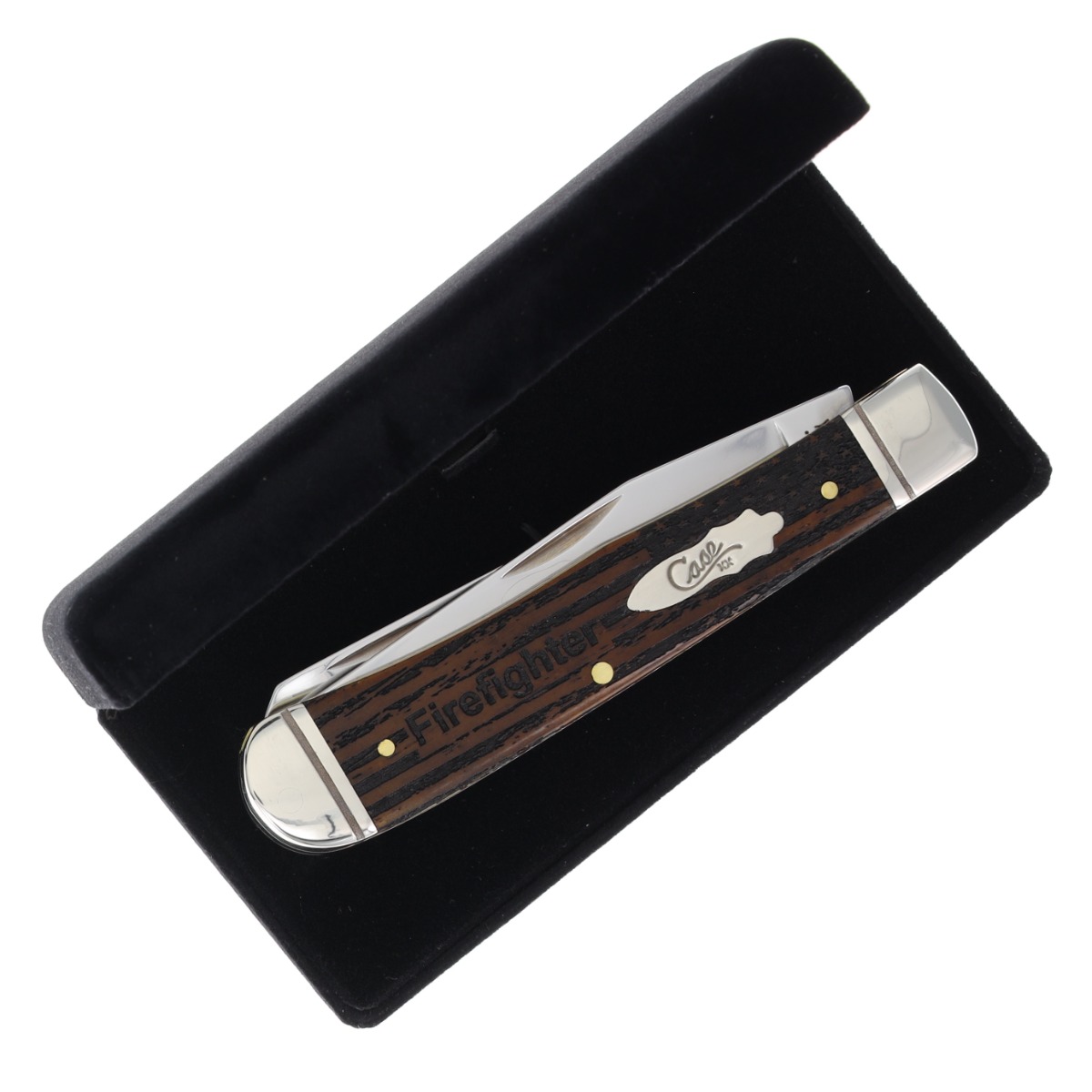 Case XX Everyday Heroes Firefighter Antique Jigged Bone Trapper Folding Knife with Gift Box CA58182FF View 8