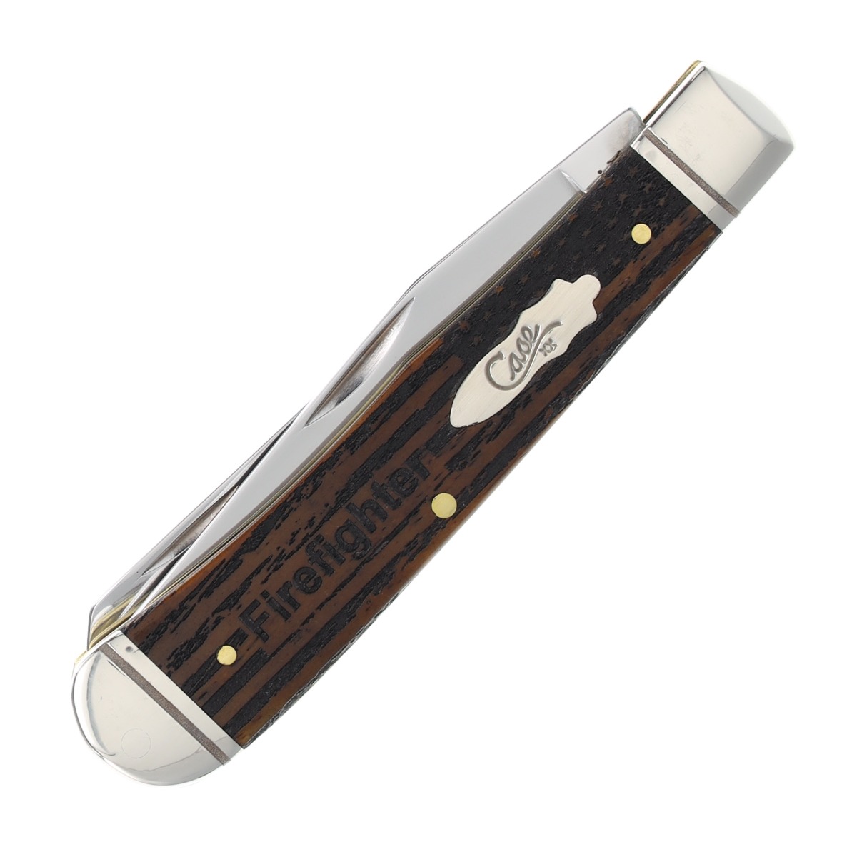 Case XX Everyday Heroes Firefighter Antique Jigged Bone Trapper Folding Knife with Gift Box CA58182FF View 3