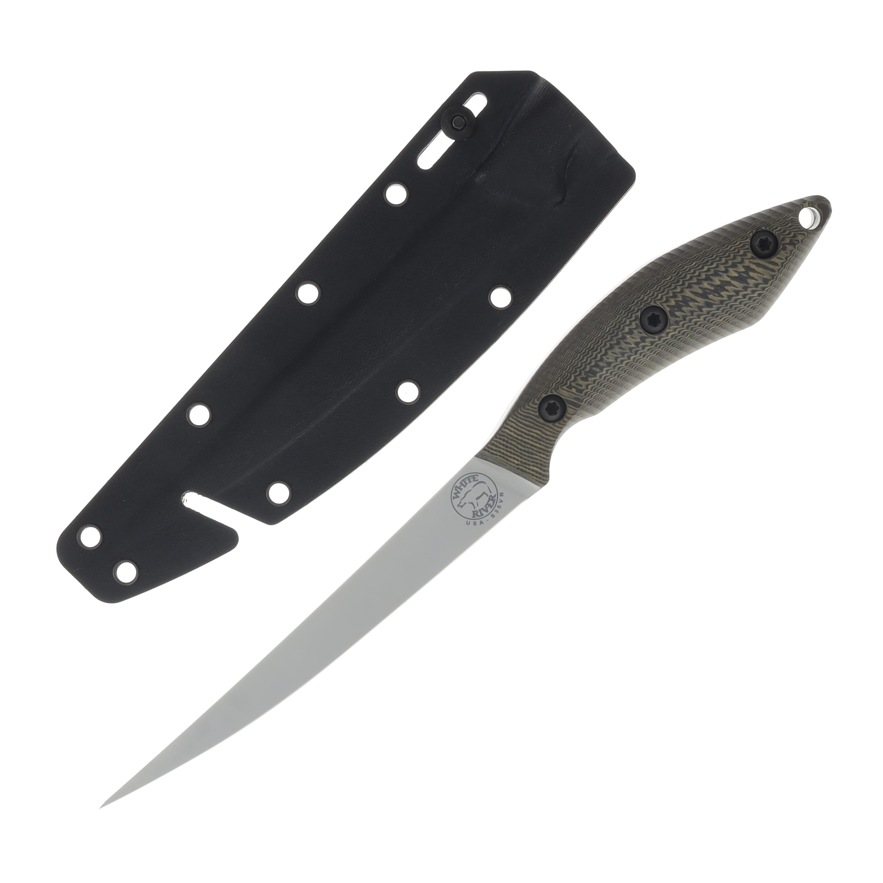 White River Knives Fillet Knife Maple-Black Richlite 6in Stonewashed Blade WRFK6-RMB View 1
