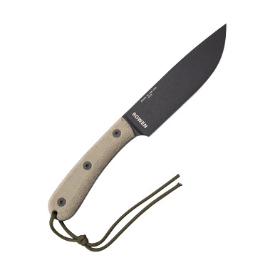 ESEE 6HM B Black Blade Gray Micarta Handles Brown Leather Sheath View 3