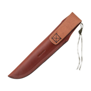 ESEE 6HM B Black Blade Gray Micarta Handles Brown Leather Sheath View 7