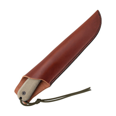 ESEE 6HM B Black Blade Gray Micarta Handles Brown Leather Sheath View 6