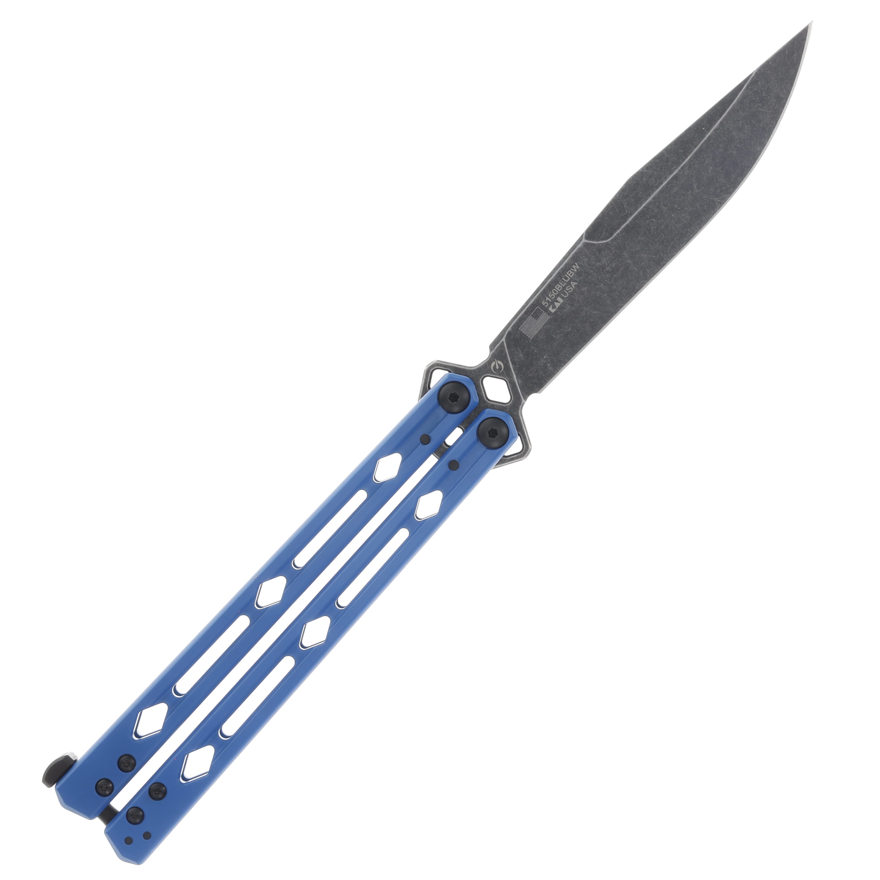 Kershaw Lucha Balisong 4.6in Plain Edge Blue Stainless Steel Handle KS5150BLUBW View 2