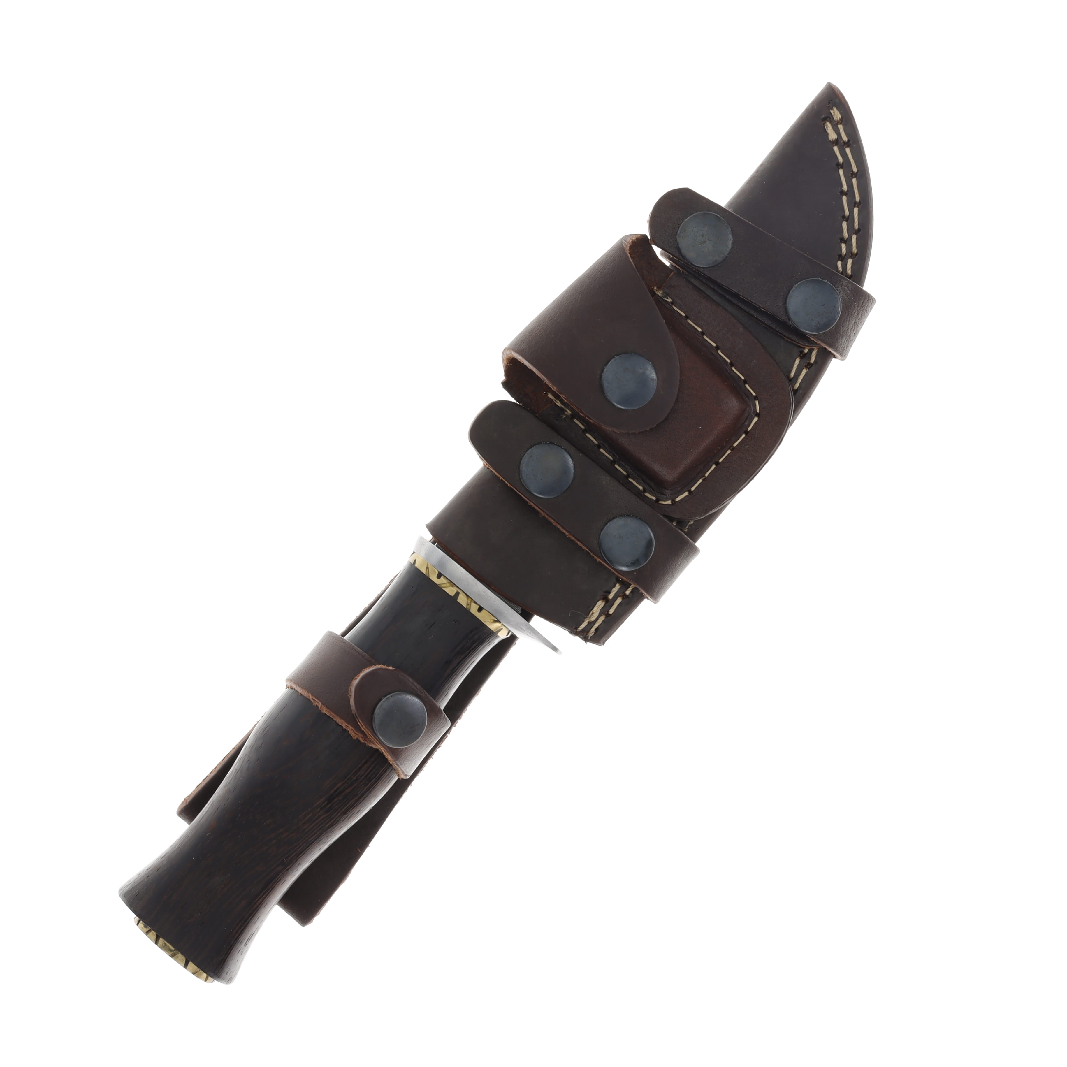 Fox-n-Hound Damascus Fixed Blade Knife Ebony wood 5.5in Clip Point