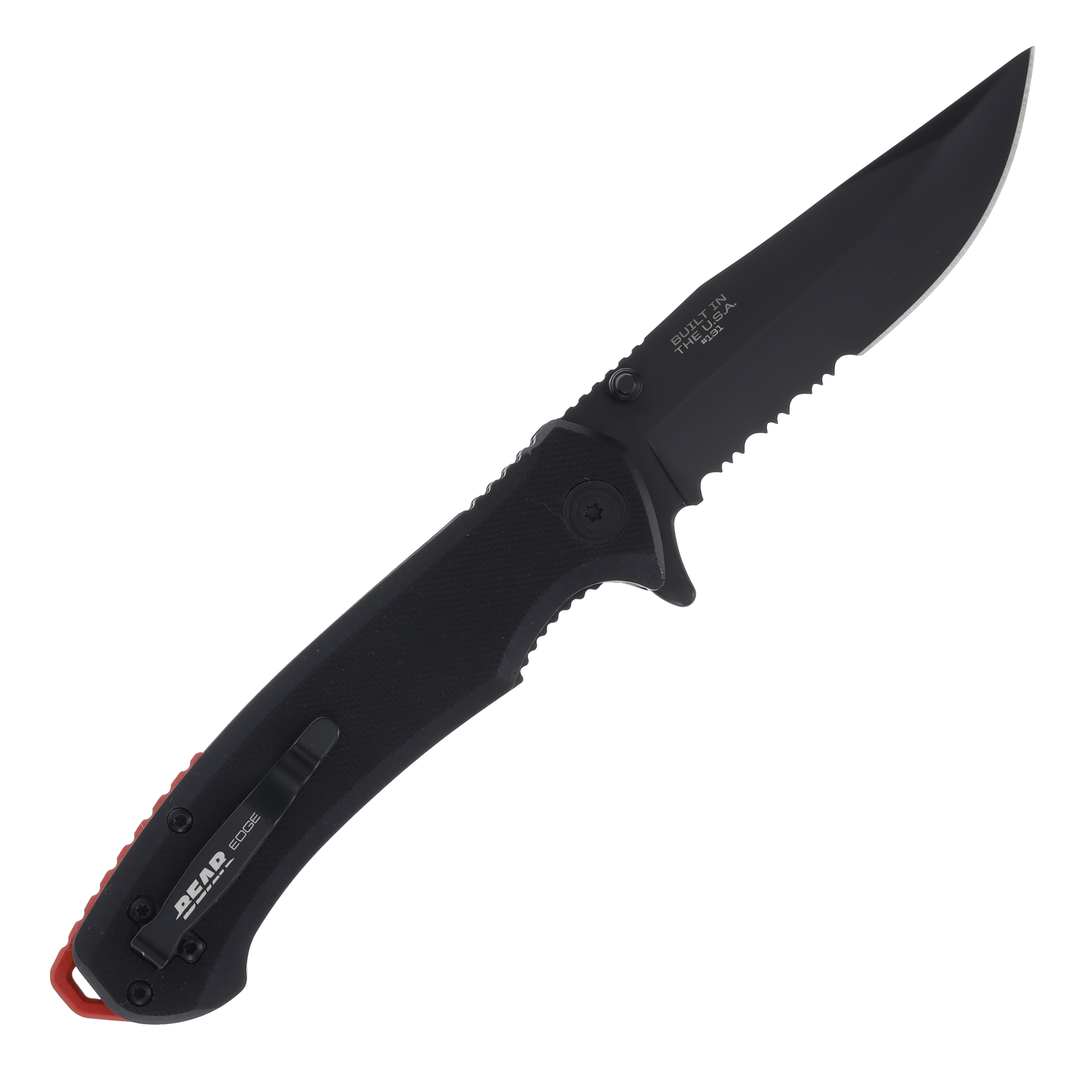 Bear & Son Bear Edge Sideliner Folding Knife Black Serrated Blade/Black G-10 BR71131 View 2