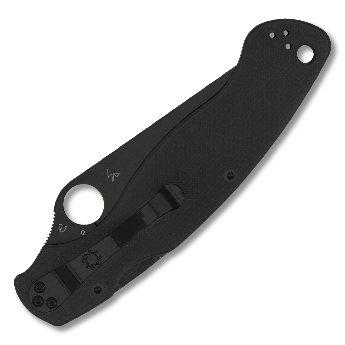 Spyderco Military 2 Folding Knife 4 Inch Serrated Black DLC Clip Point SPC36GSBK2 View 2