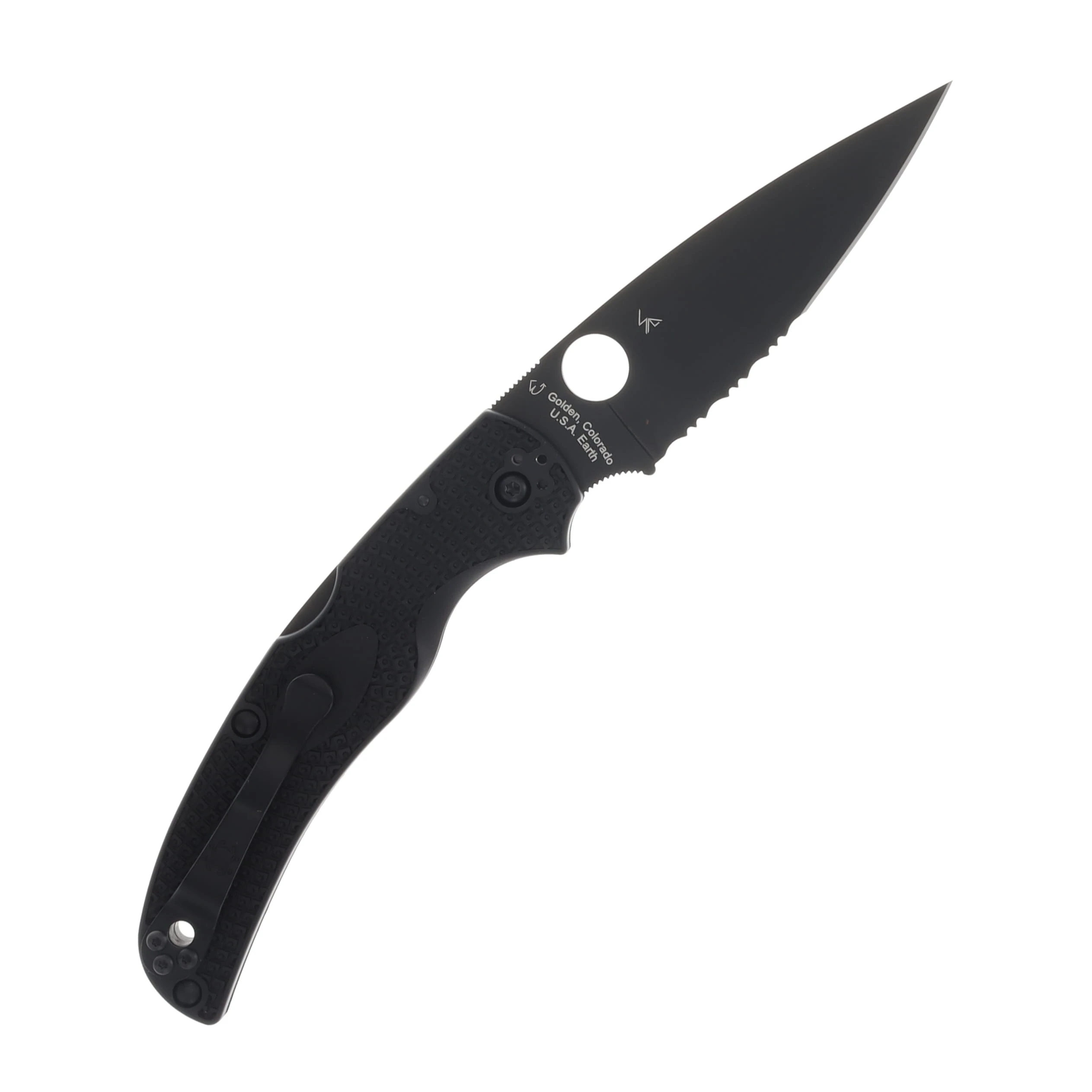 Spyderco Native Chief Lightweight Folding Knife Partially Serrated Blackout SPC244PSBBK View 2
