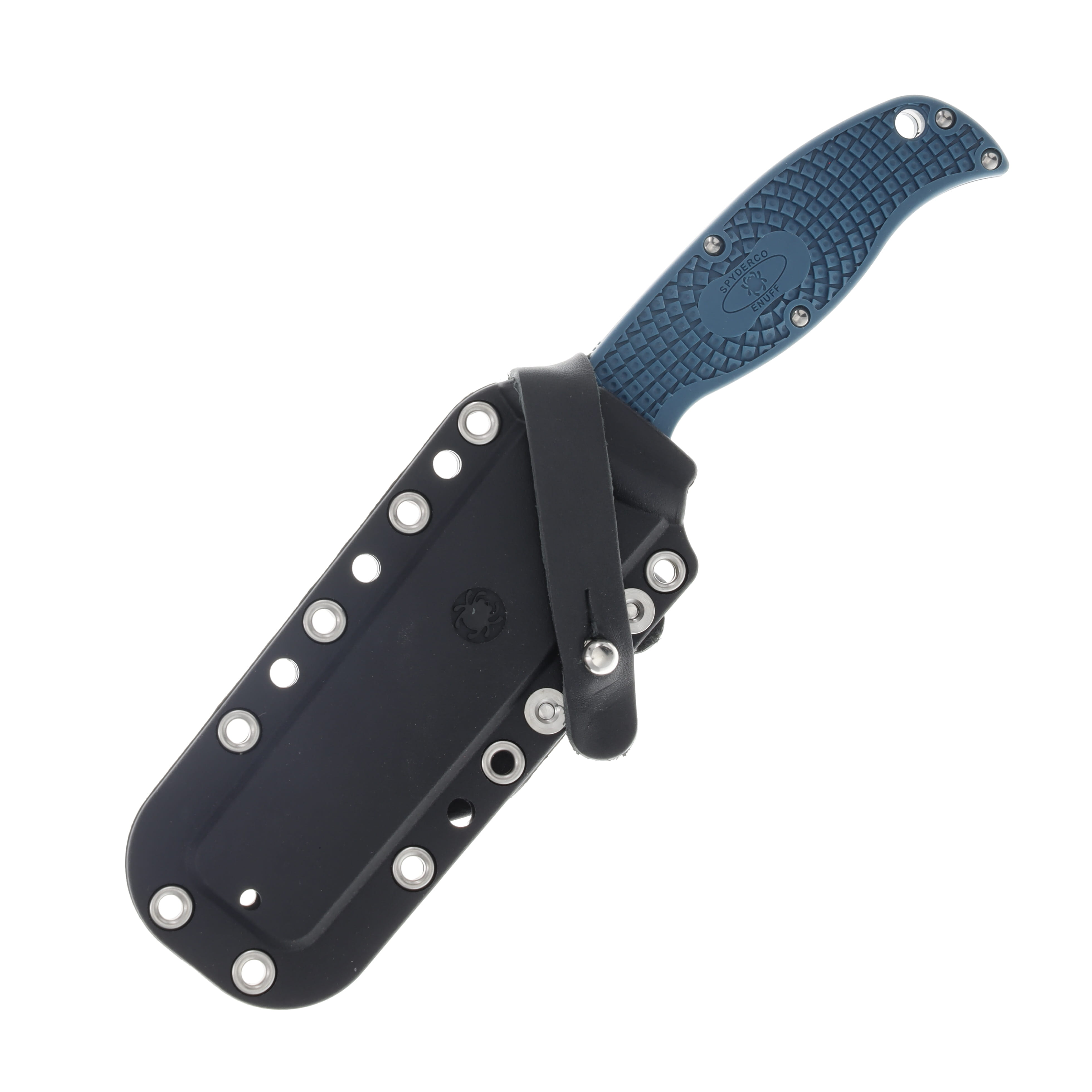 Spyderco Enuff 2 Fixed Knife Blue 3.95 Inch Serrated Satin Drop Point SPFB31SBL2K390 View 3