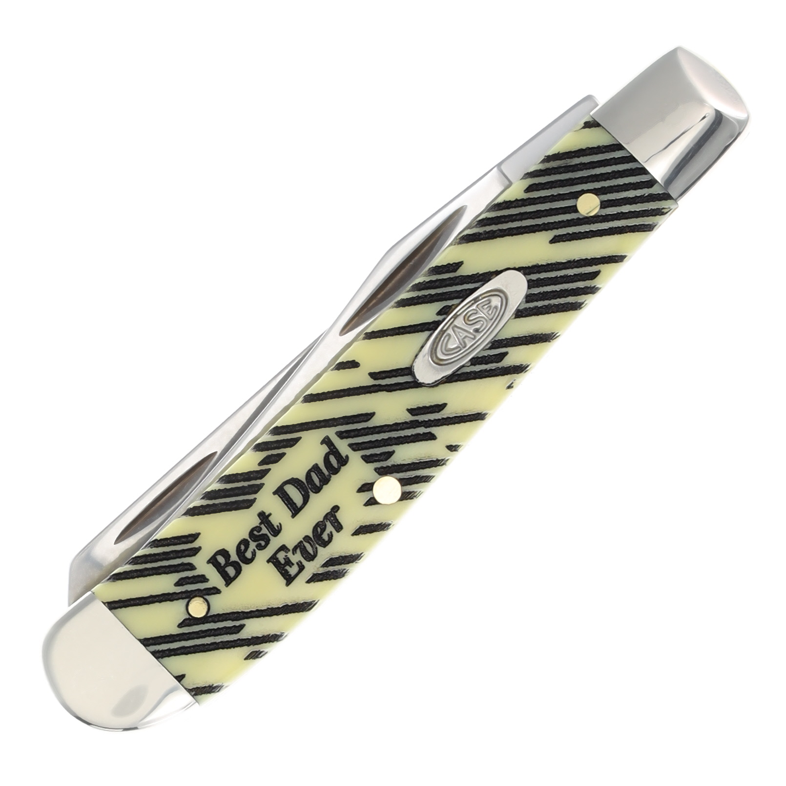 Case Best Dad Ever Yellow Synthetic Mini Trapper Folding Knife CA80029BDE View 3