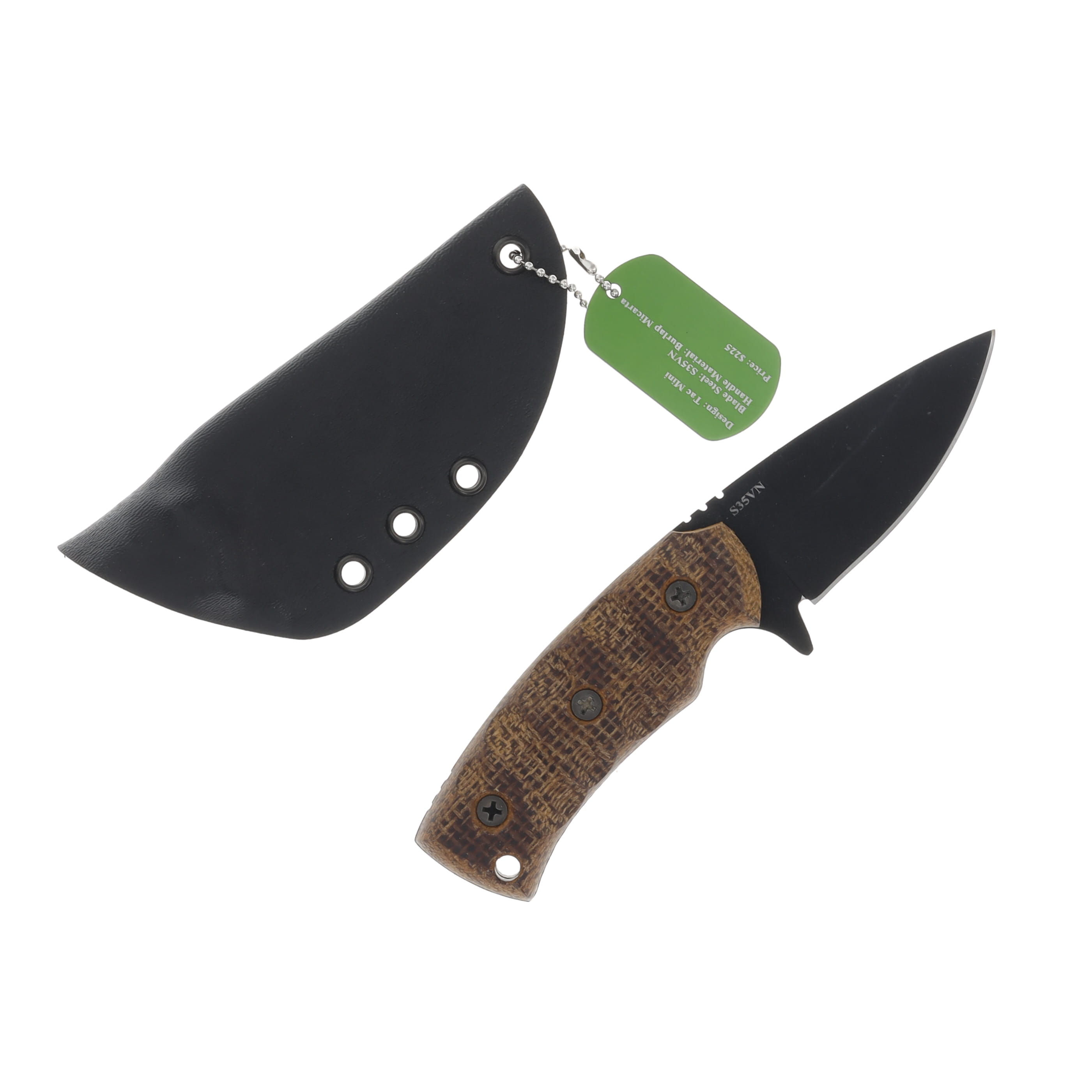 GTI Custom Knives Tactical Mini S35VN Steel Burlap Micarta Handle GTI32 View 4