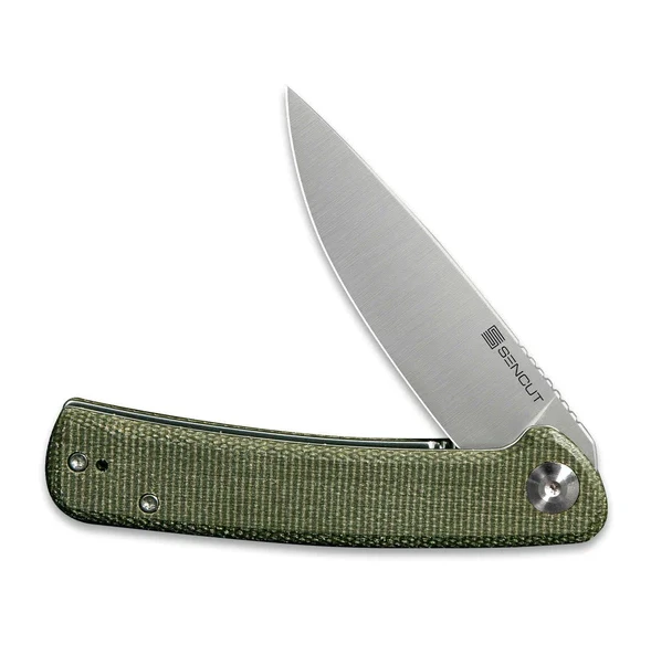 SENCUT Neches Folding Knife Green 3.2in Plan Satin Drop Point SA09C View 1