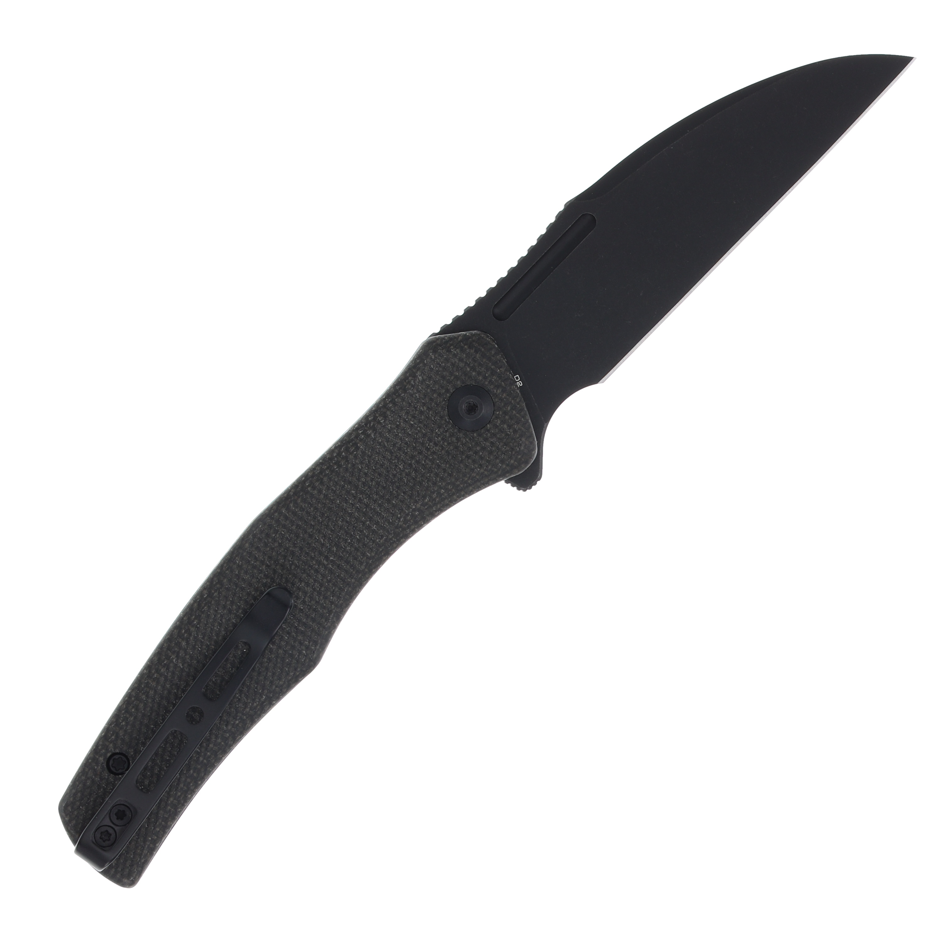 SENCUT Watauga Green 3.48in Plain Black Stonewash Wharncliffe S21011-2 View 3