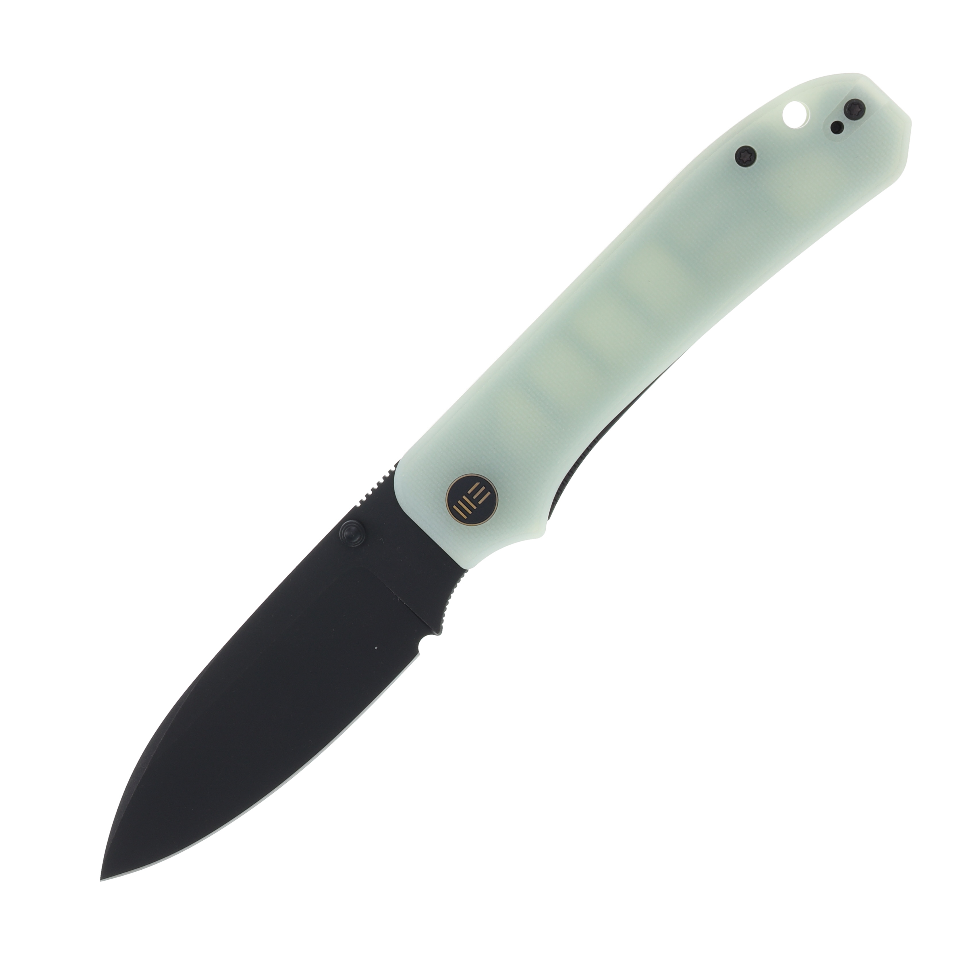 WE Knife Big Banter Linerlock Folding Knife Black Stonewash Drop Point/Natural Jade G-10 WE21045-3 View 1
