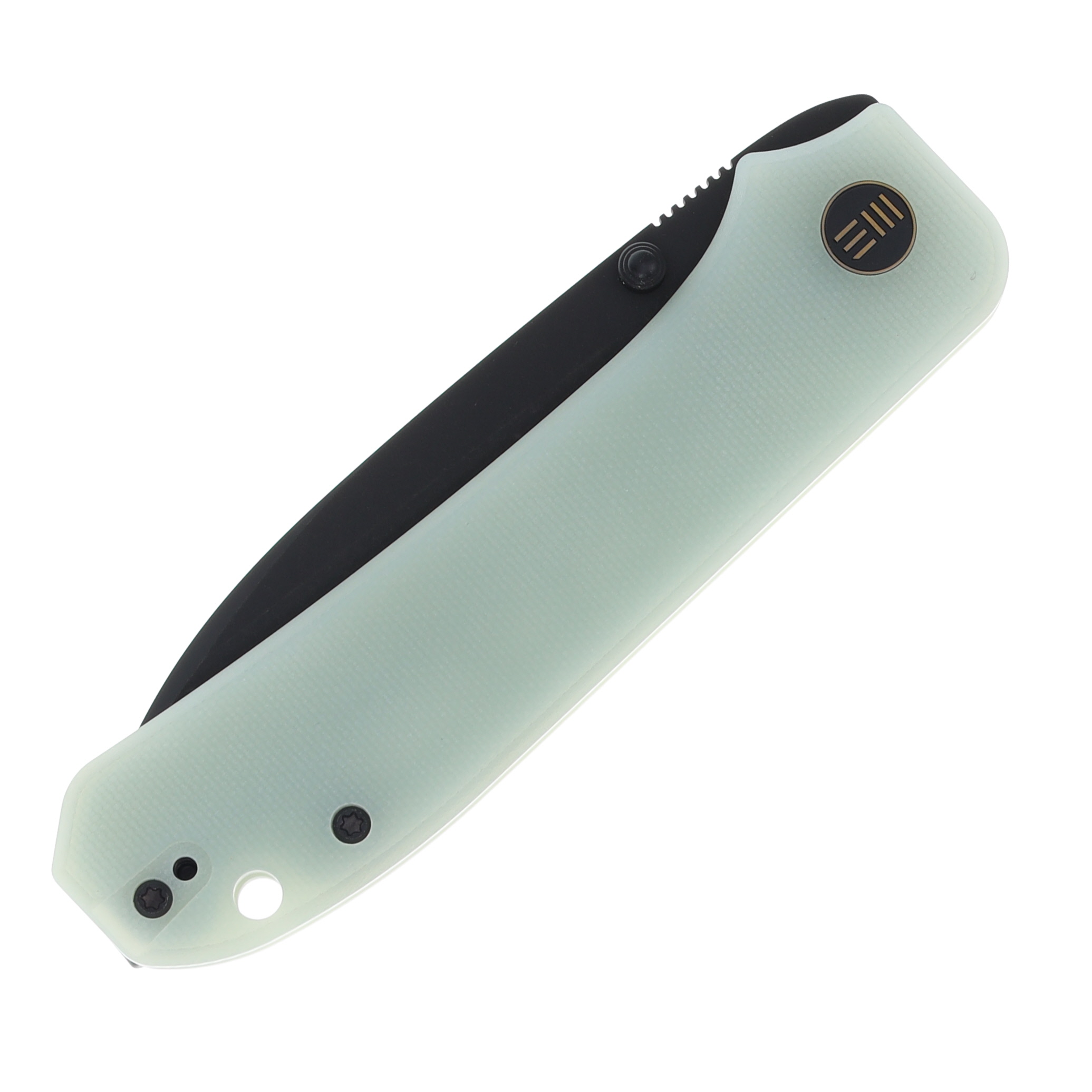 WE Knife Big Banter Linerlock Folding Knife Black Stonewash Drop Point/Natural Jade G-10 WE21045-3 View 5