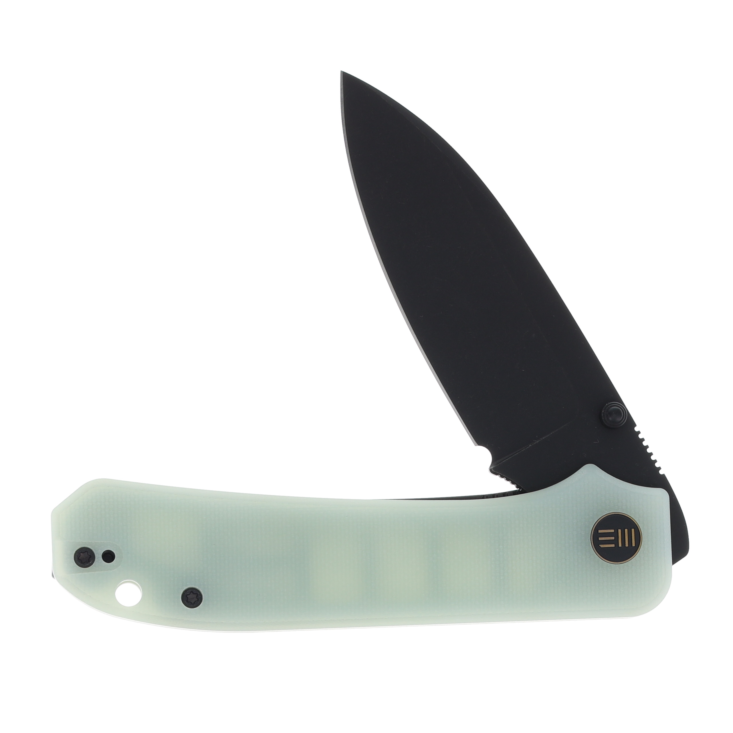 WE Knife Big Banter Linerlock Folding Knife Black Stonewash Drop Point/Natural Jade G-10 WE21045-3 View 3