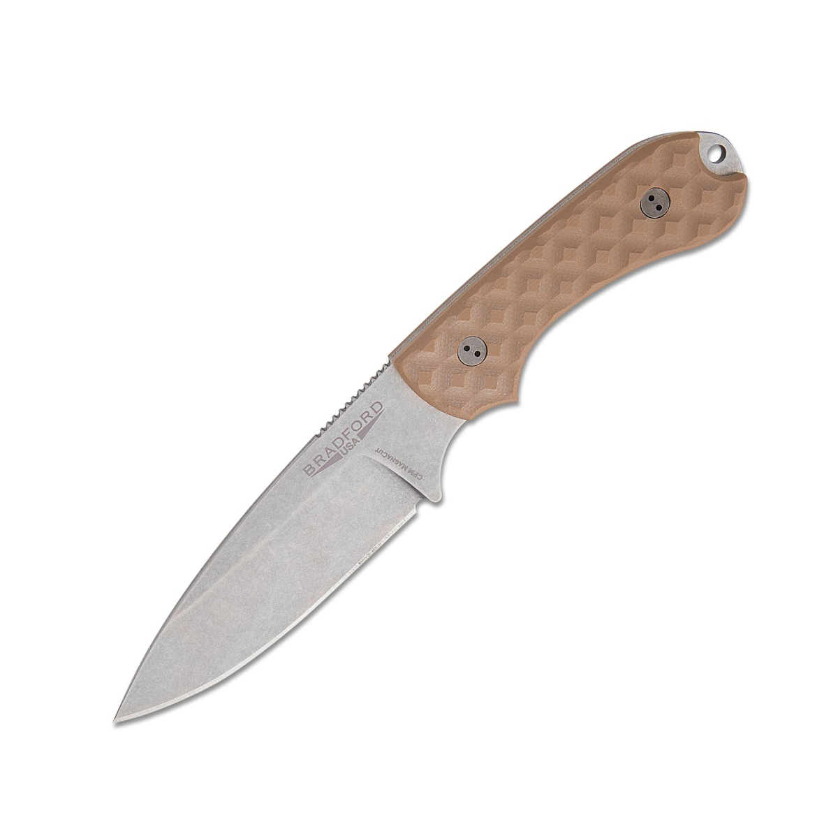 Bradford Guardian 3.2 Coyote Brown 3.5in Plain Stonewash Drop Point BRAD2629 View 2