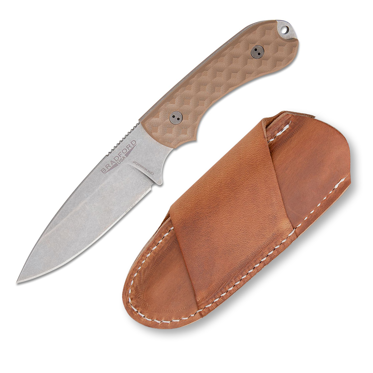 Bradford Guardian 3.2 Coyote Brown 3.5in Plain Stonewash Drop Point BRAD2629 View 1