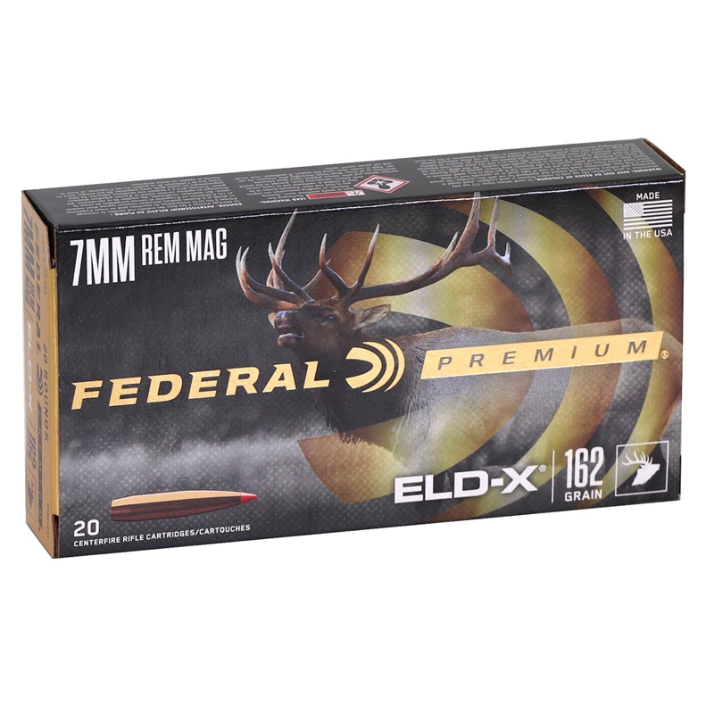 Federal Premium 7mm Rem Mag 162gr ELD-X Polymer Tip Nickel Ammo 20Rd P7RELDX1 View 1
