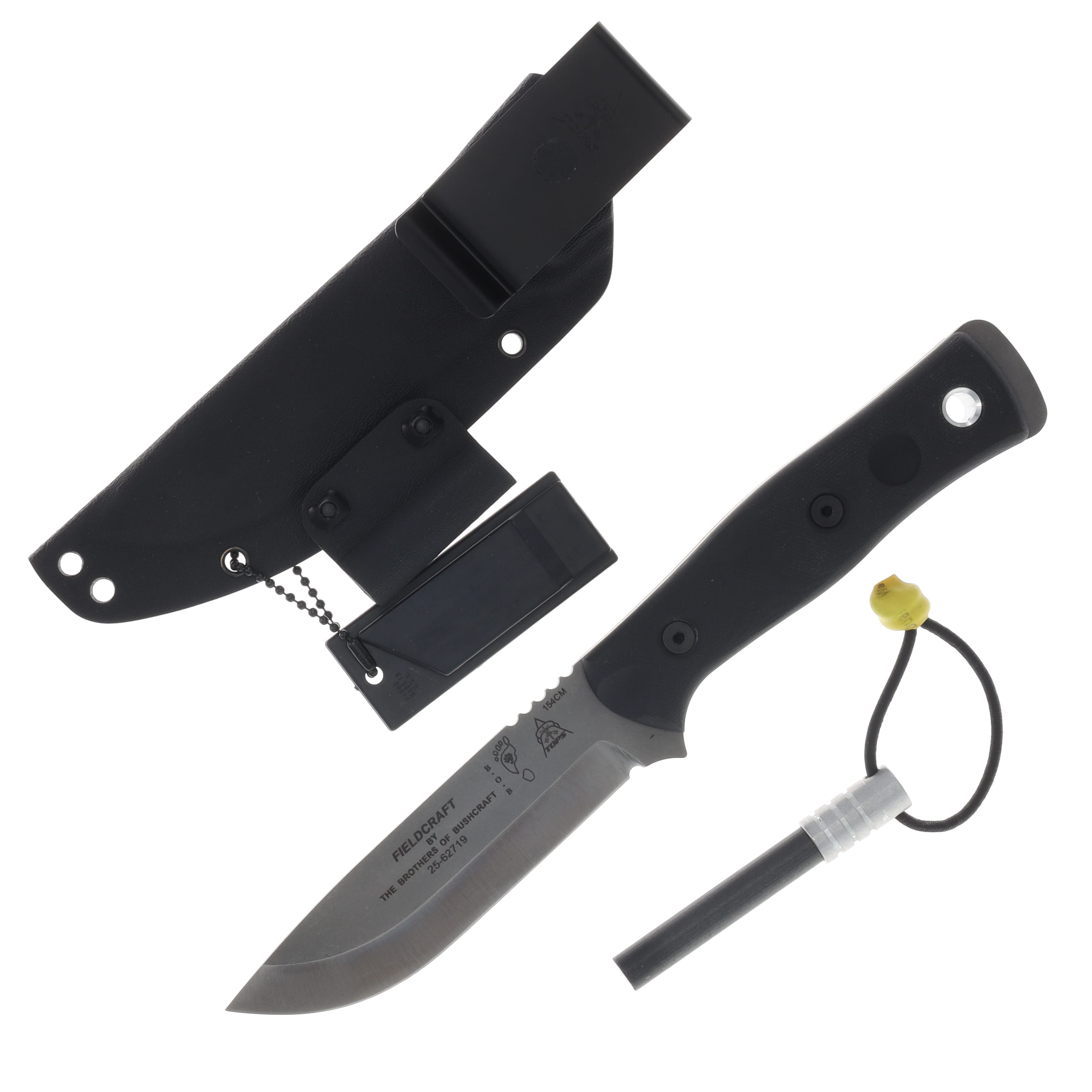TOPS Brothers of Bushcraft 4.75 Inch Plain Stonewash Drop Point TPBROS-154-BLK10 View 1