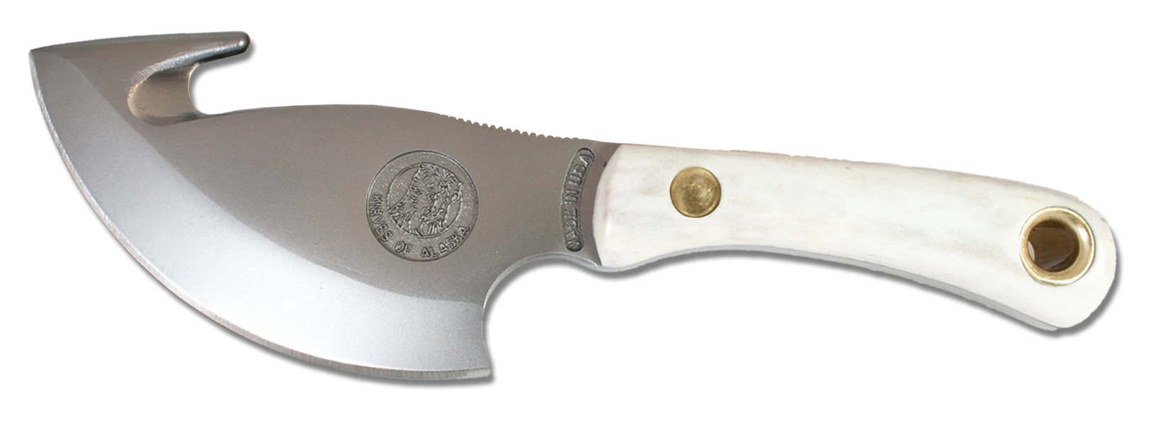 Knives of Alaska Light Hunter Stag 3.5in Guthook Fixed Blade KOA00011FG View 1