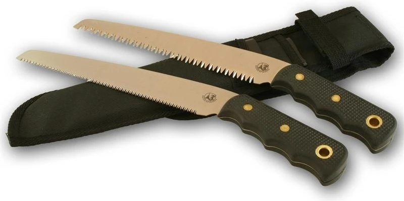 Knives of Alaska Saw Combo 8in SK5 Blade Black Micarta Handles Black Nylon Dual Sheath KOA00112FG View 1