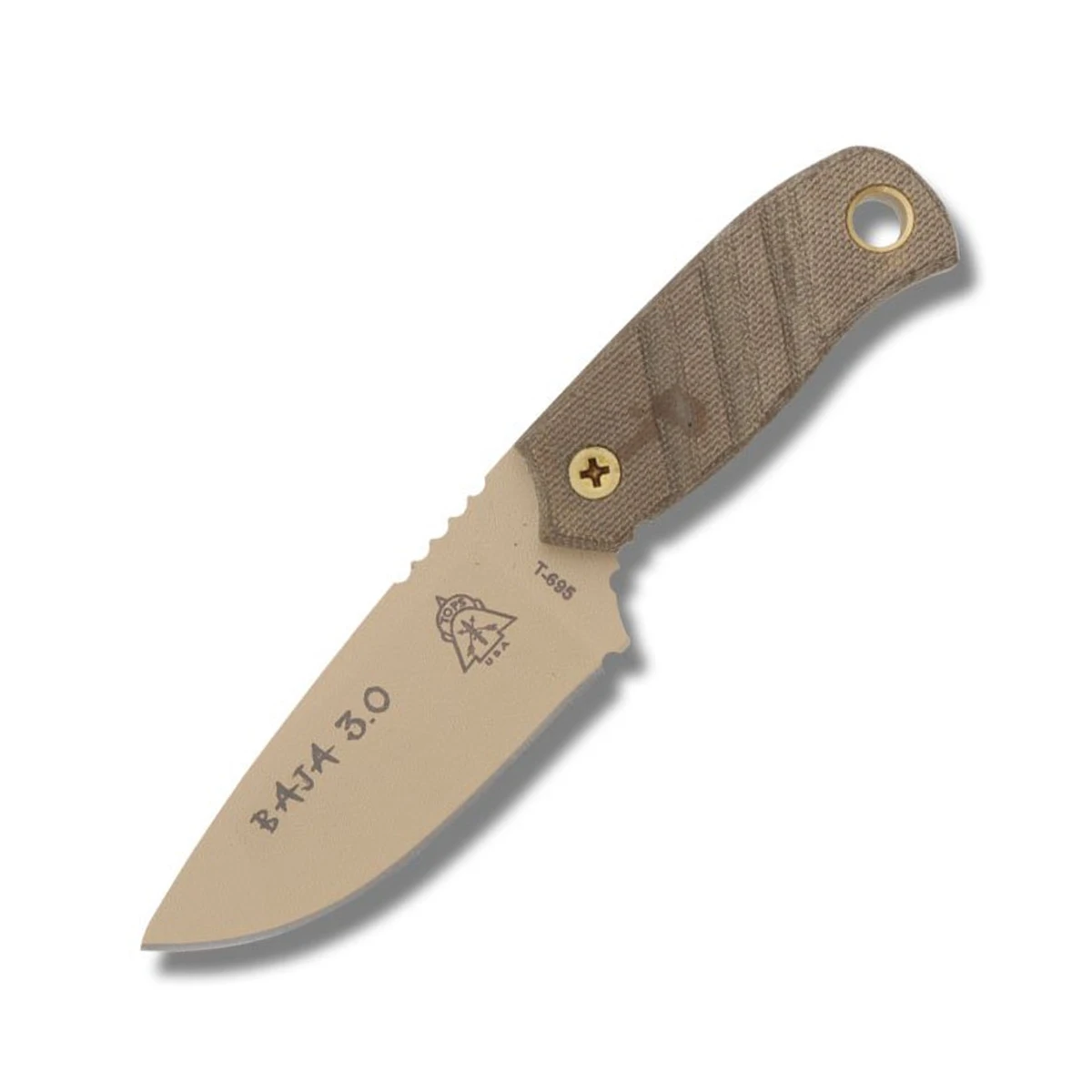 Tops Baja 3 Fixed Blade Knife Green 3 Inch Plain Coyote Tan Drop Point TPBAJA03 View 1