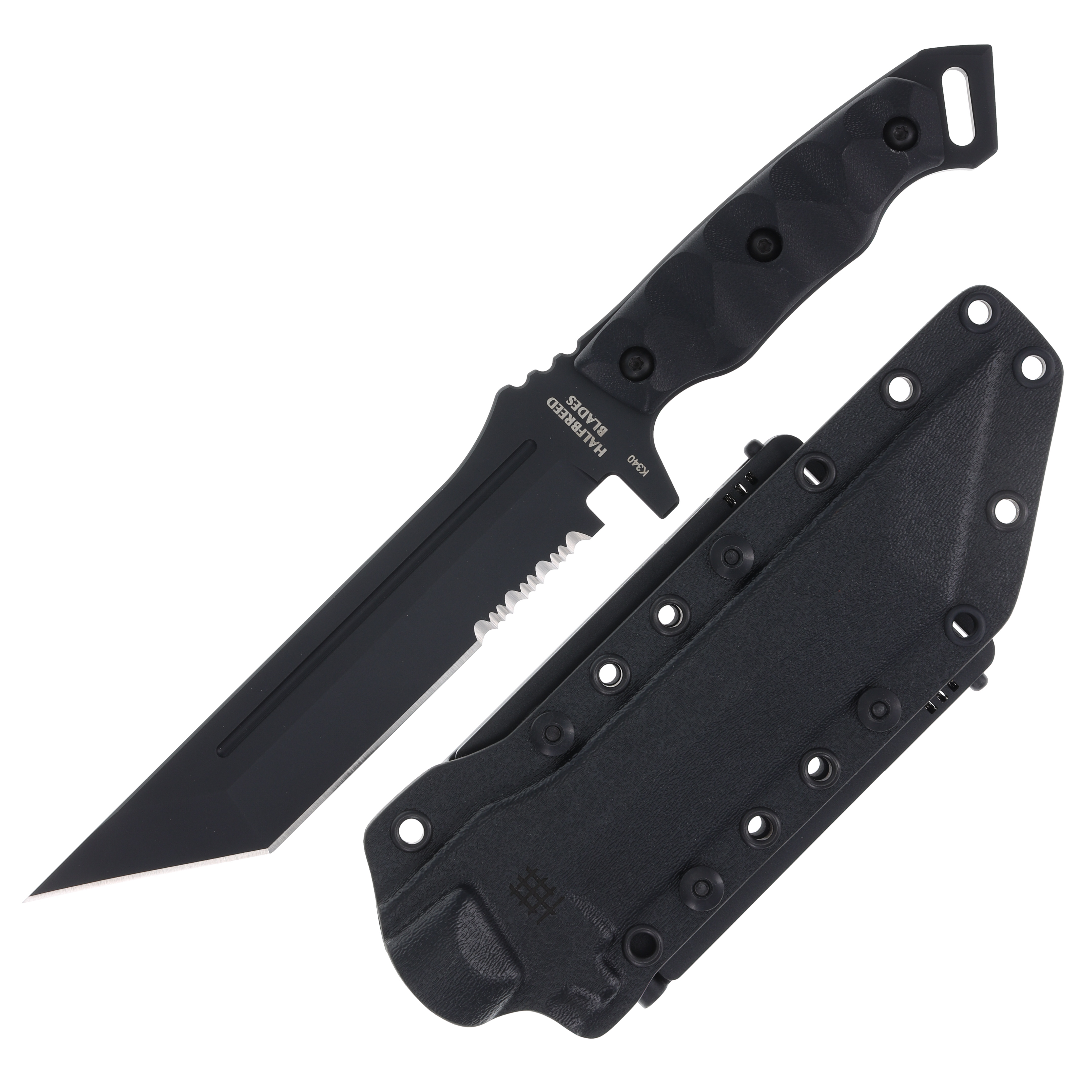 Halfbreed Medium Infantry Knife Partially Serrated Fixed Blade Black MIK05PSBLKK340 View 1