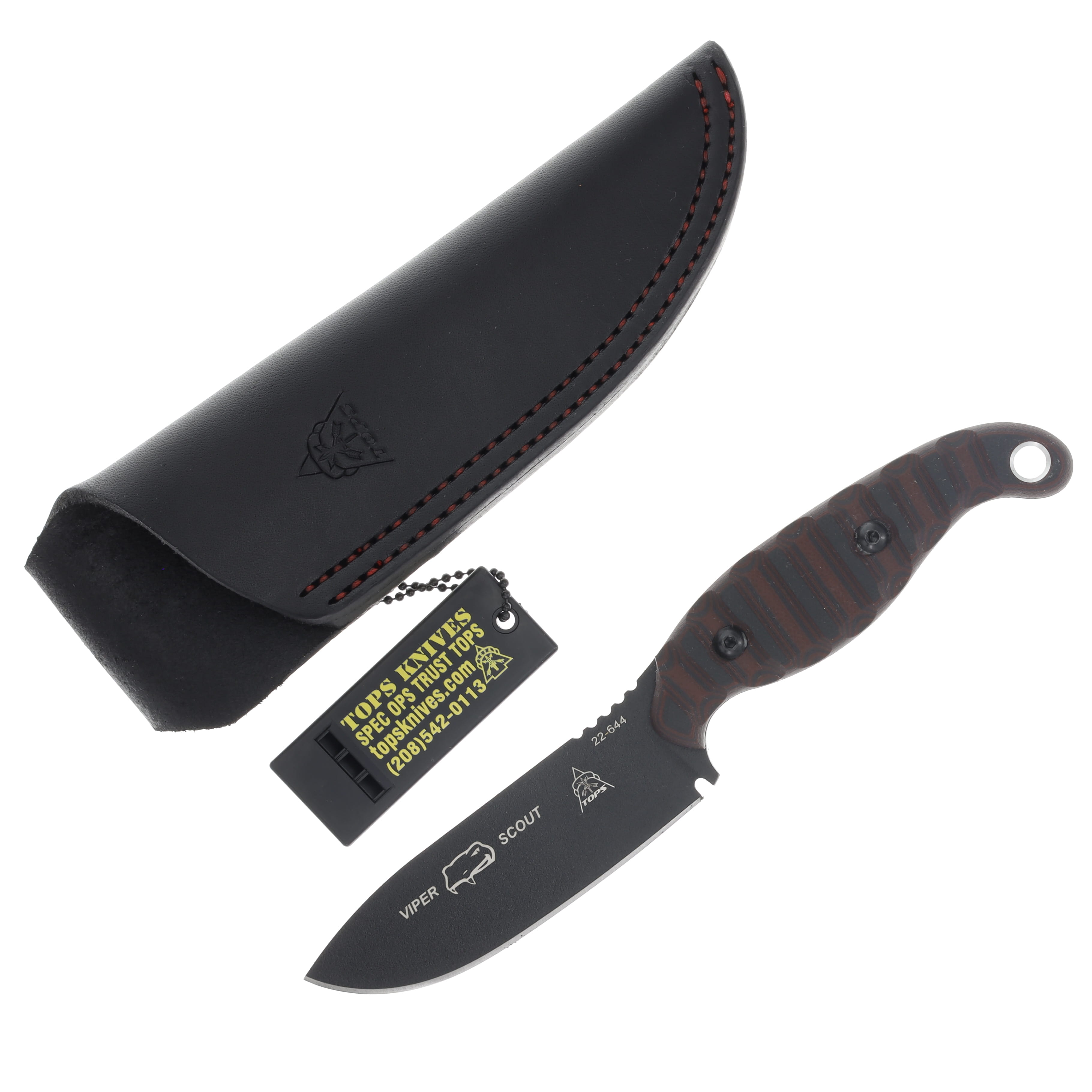TOPS Viper Scout Red-Black G10 4.13in Plain Black Drop Point TPVPSR2 View 1