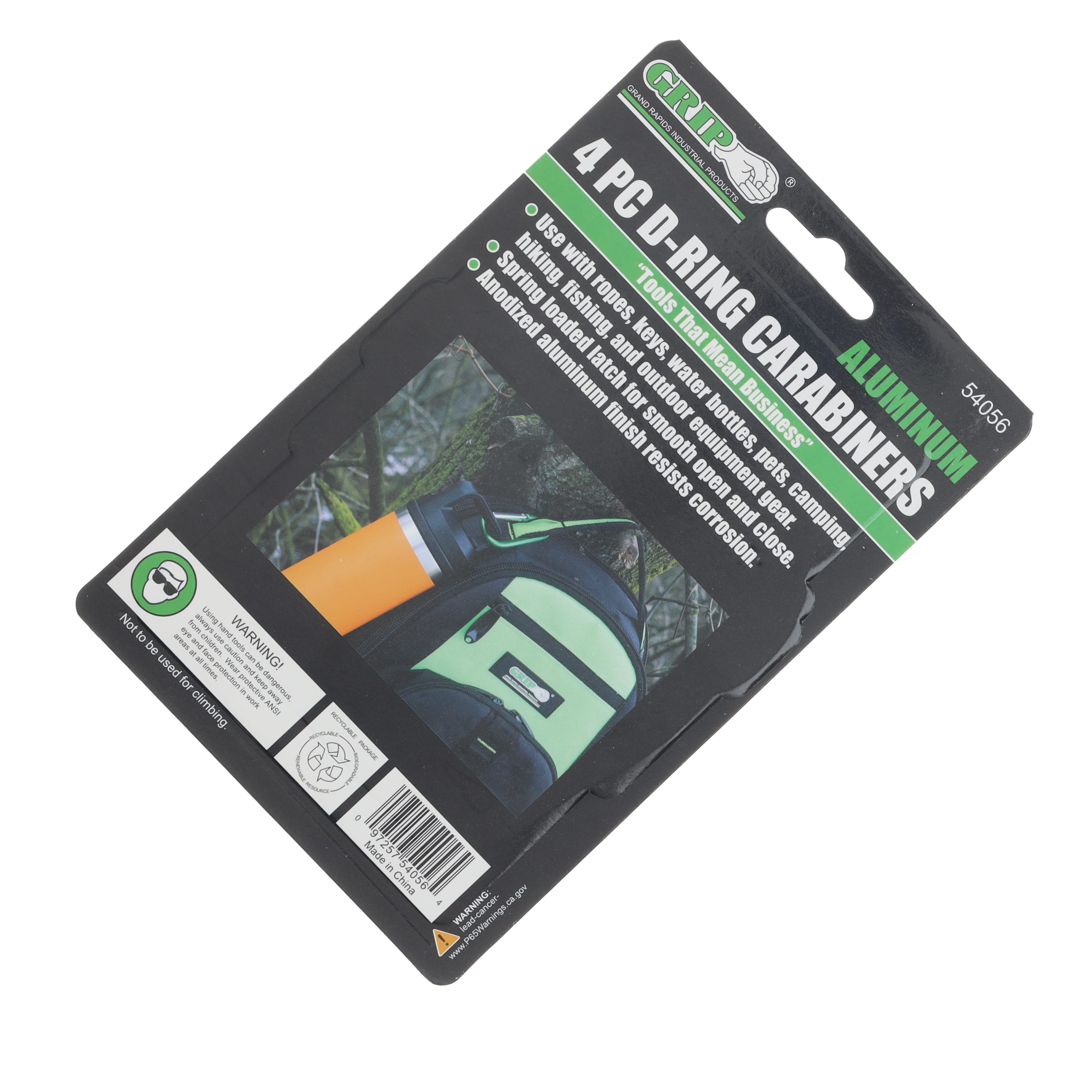 GRIP 4 Piece D-Ring Green Carabiners GRIP54056 View 3