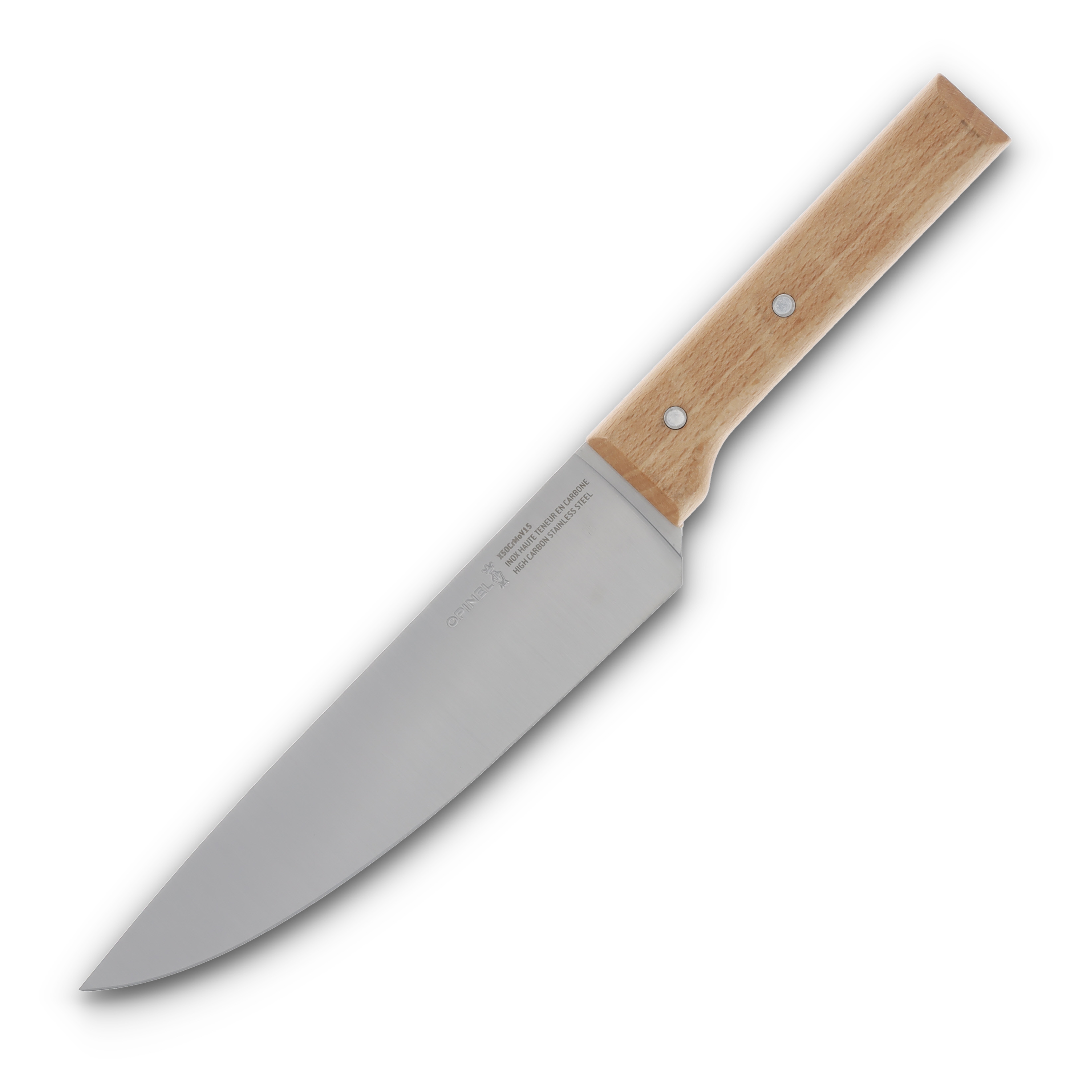 Opinel Parallele Kitchen Chefs Knife 8in Plain Edge Beechwood OP001818 View 1