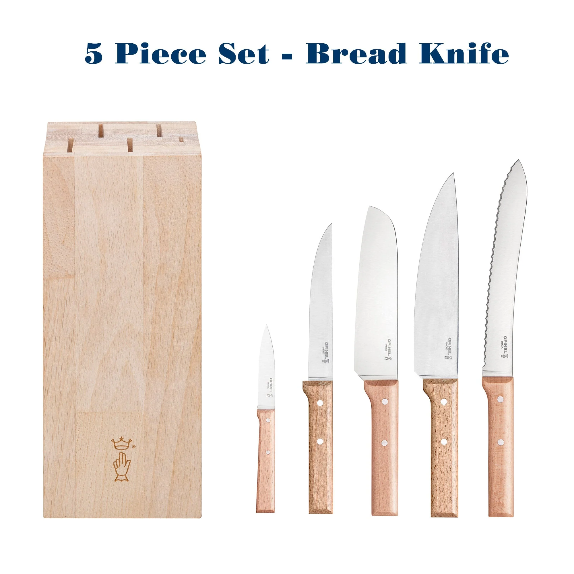 Opinel Parallele 5 Piece Chef Knife Set with Block OP002402 View 1