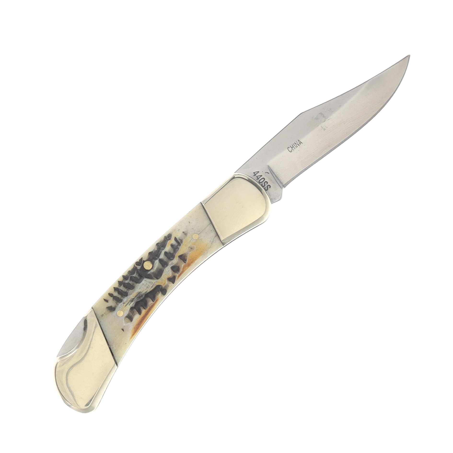 Frost Steel Warrior Lockback Folding Knife Butter Rum Bone FRSW123BR View 2