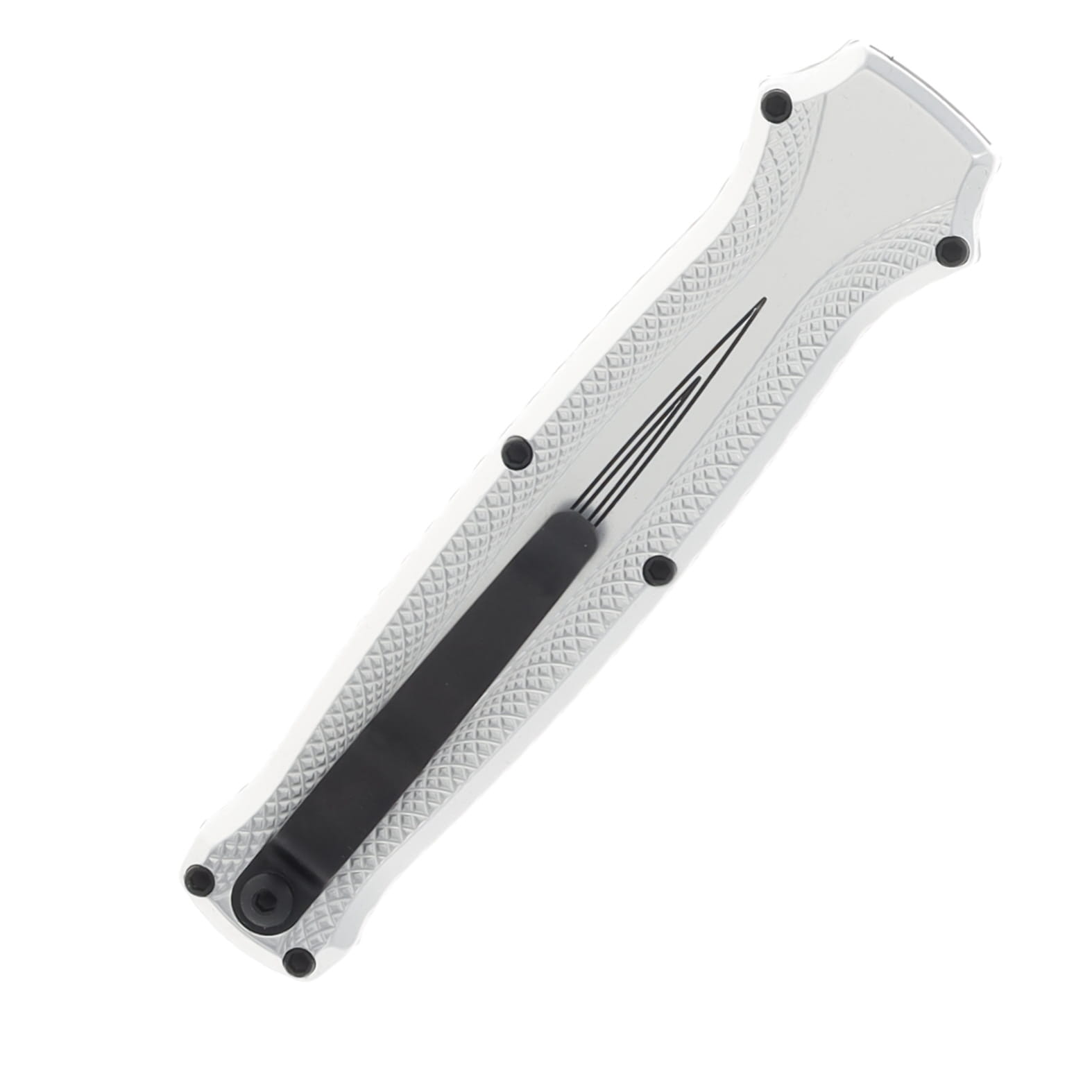 Piranha Rated-R OTF Knife Silver - 3.5in Black Clip Point Plain PKCP19ST View 2